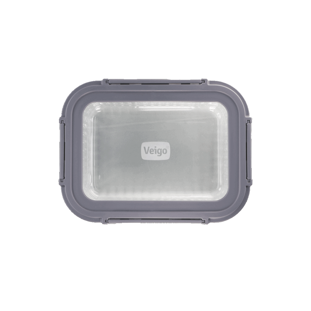 Veigo See & Serve |RECTANGLE| Glass Container w/ Glass Lid - Veigo Single / 1040 Ml / Onyx