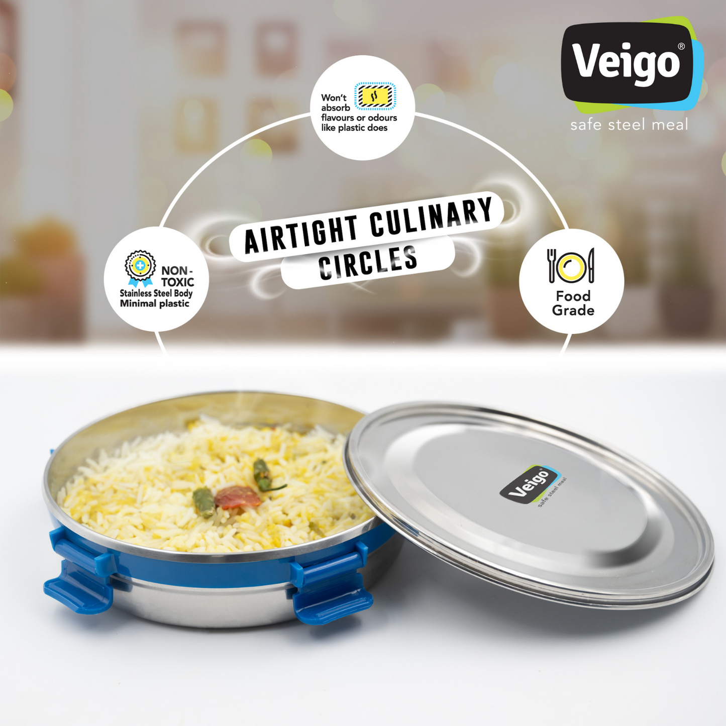 Veigo Maxosteel Round Storage Box- Set of 3 - Veigo Green
