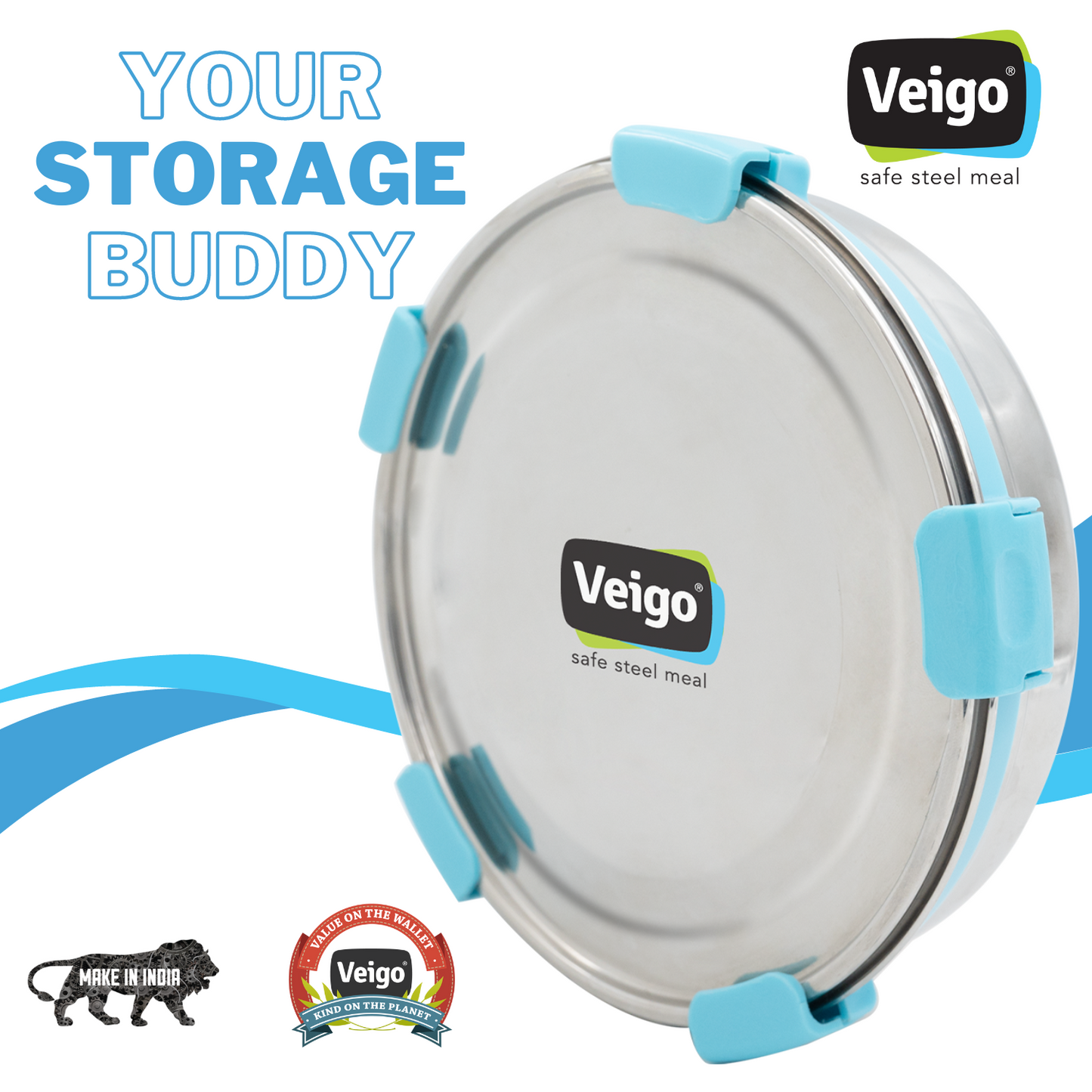 Veigo Maxosteel Round Storage Box- Set of 3 - Veigo Green