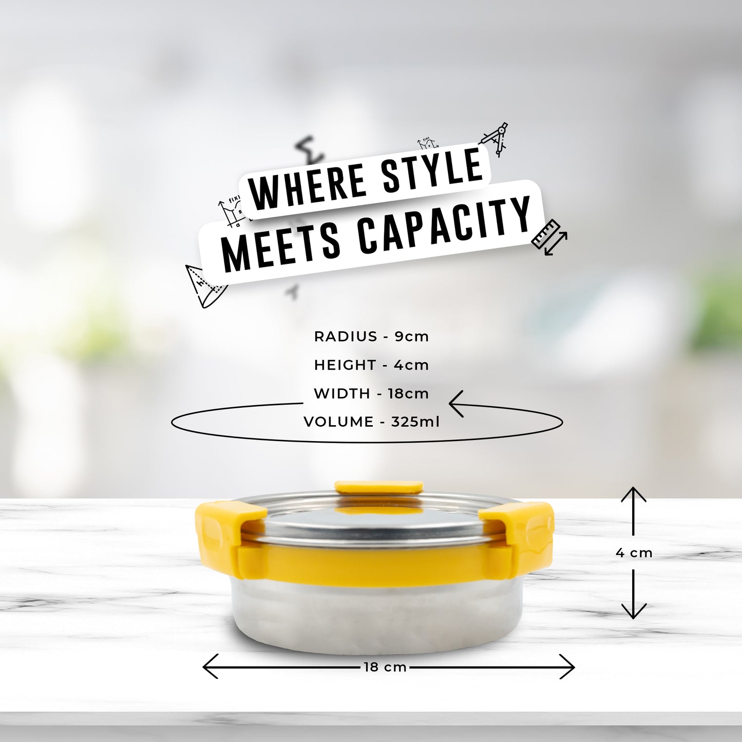 Veigo Maxosteel Round Storage Containers - Veigo 325 ML / Green