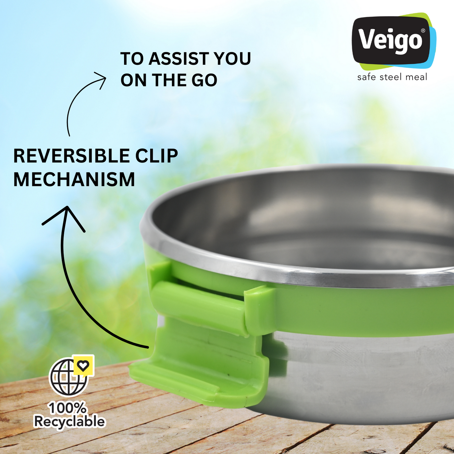 Veigo Maxosteel Round Storage Box- Set of 3 - Veigo Green