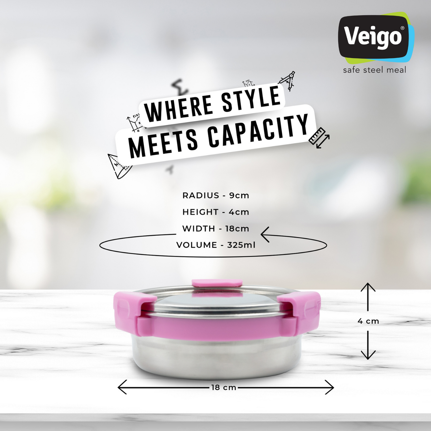 Veigo Maxosteel Round Storage Box- Set of 3 - Veigo Green
