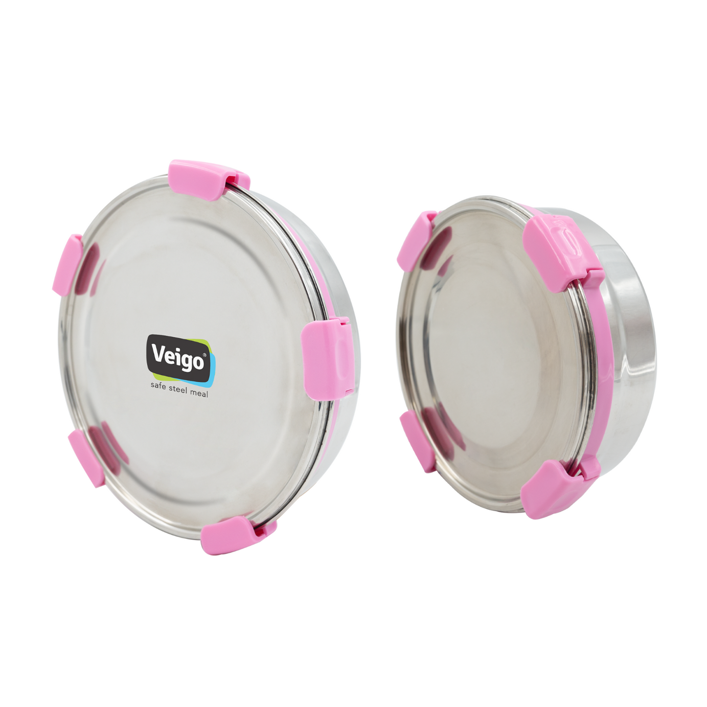 Veigo Maxosteel Round Storage Box- Set of 2 - Veigo Pink