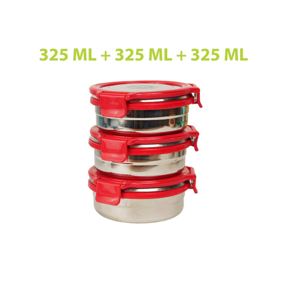 Veigo Stack of 3 Round Steel Boxes | Durable & Leakproof