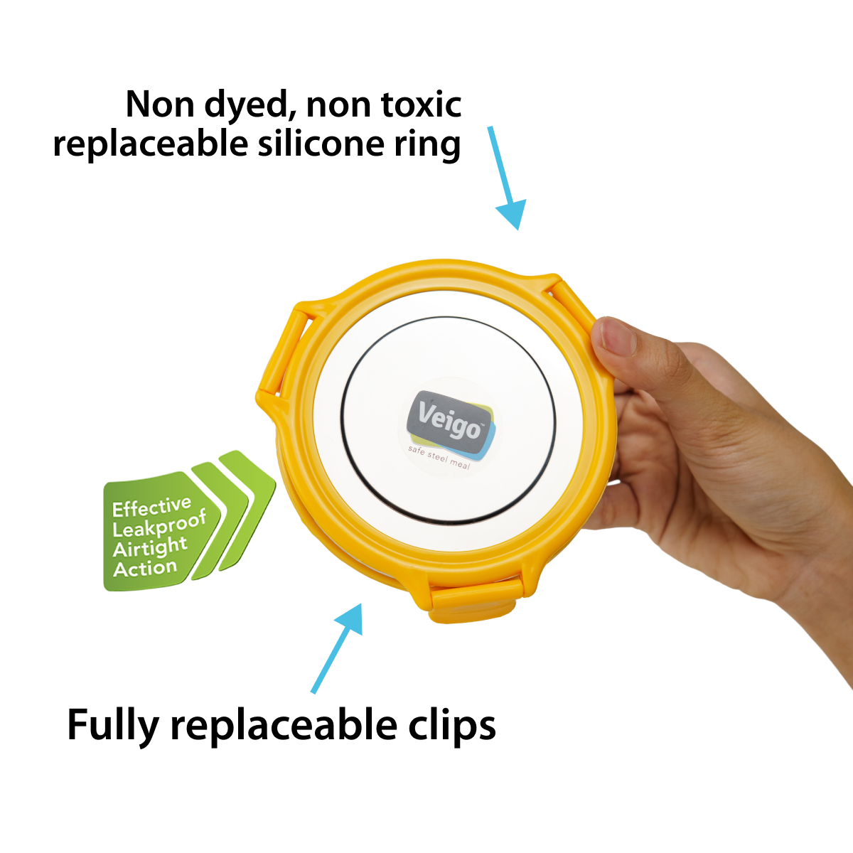 Veigo Round Steel Snack Box| Leakproof Steel Storage Box