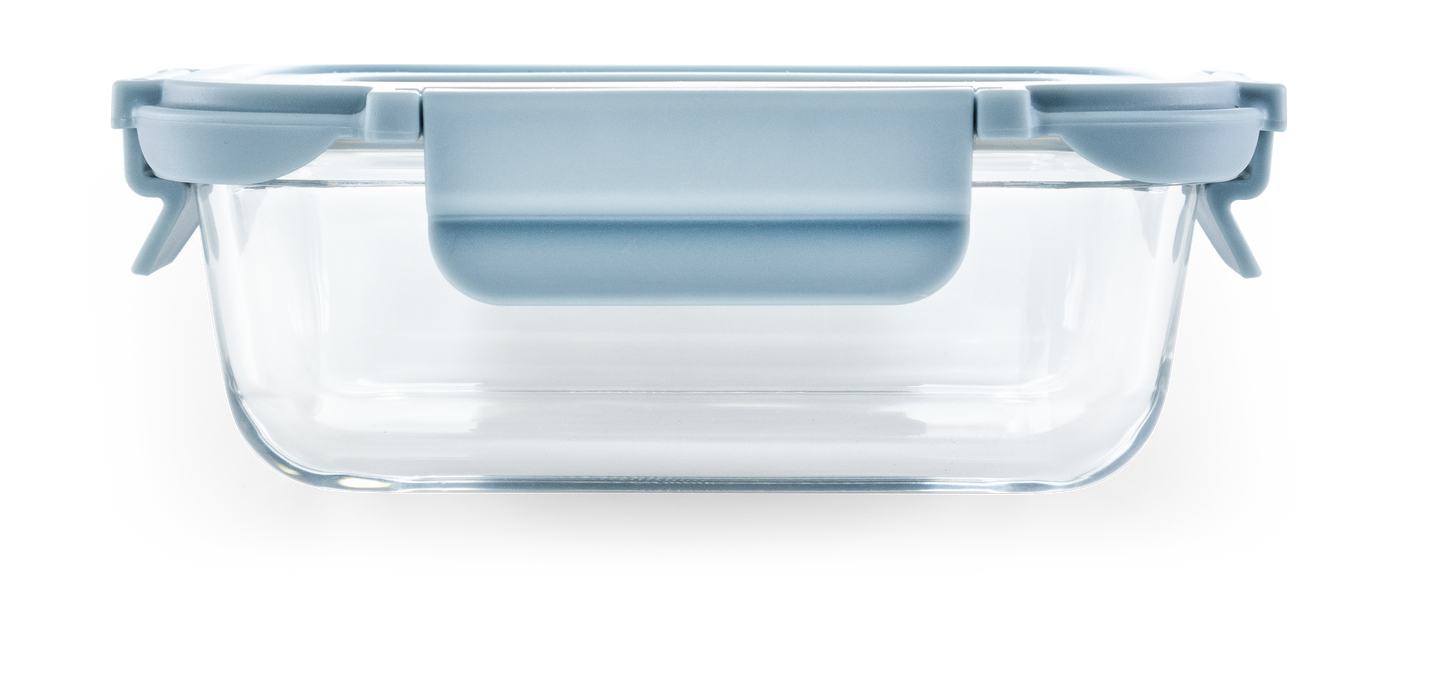 Veigo Pure and Sure series | Rectangle | Borosilicate Glass Container with Stainless Steel Lid - Veigo 370 ML / Stone