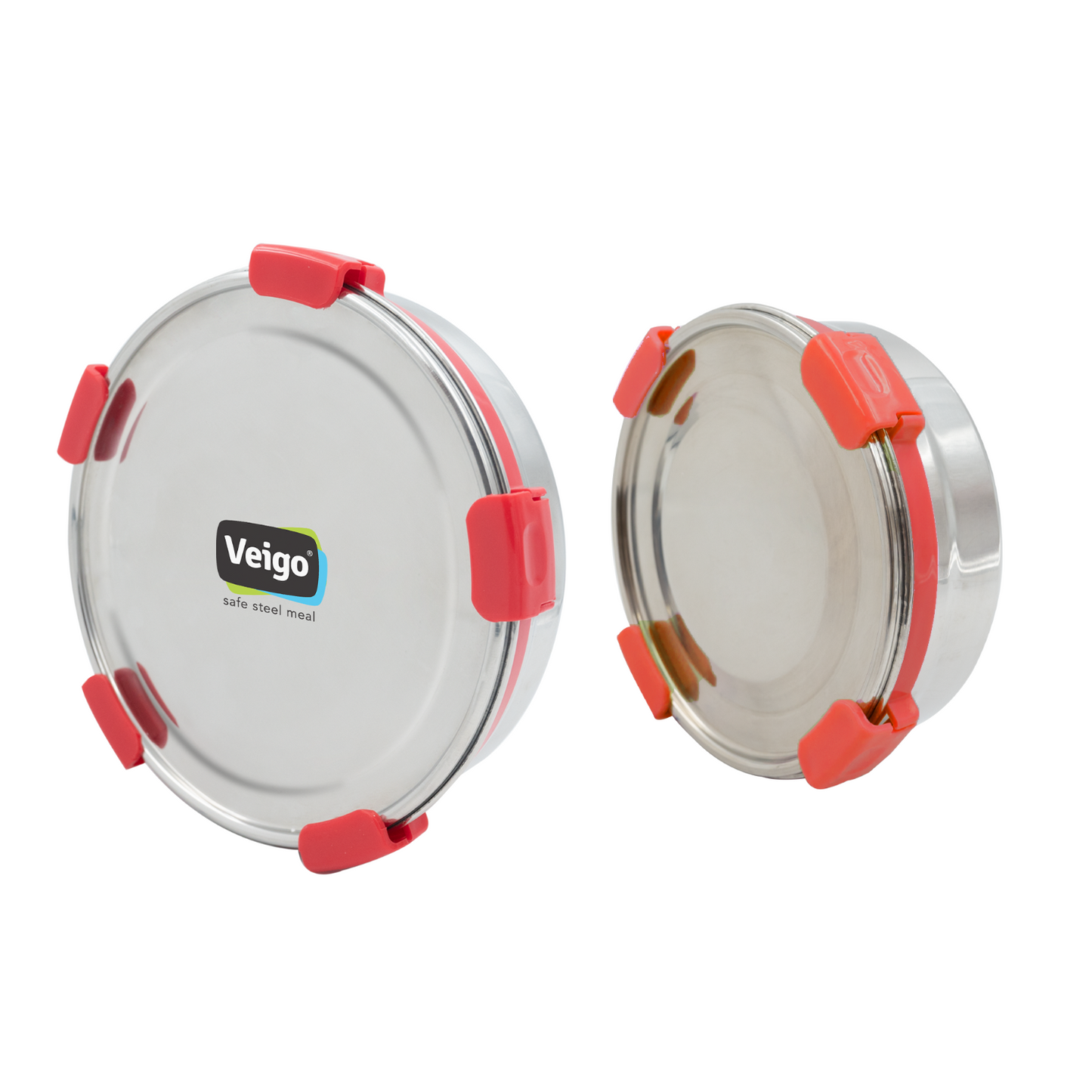 Veigo Maxosteel Round Storage Box- Set of 2 - Veigo Red