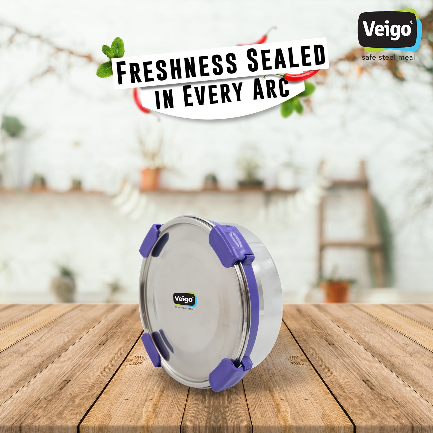 Veigo Maxosteel Round Storage Containers - Veigo 700 ML / Violet