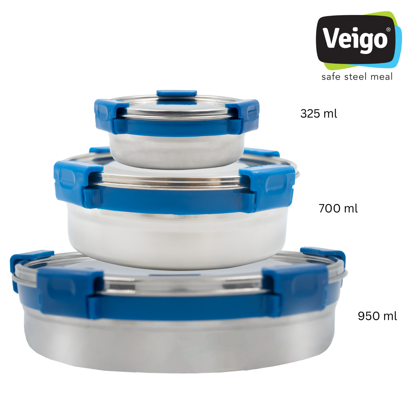 Veigo Maxosteel Round Storage Box- Set of 3 - Veigo Green