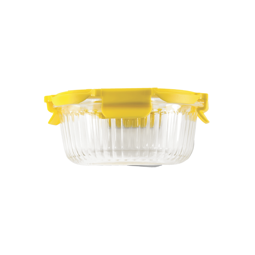 Veigo See & Serve |ROUND| Glass Container w/ Glass Lid - Veigo Single / 620 Ml / Onyx