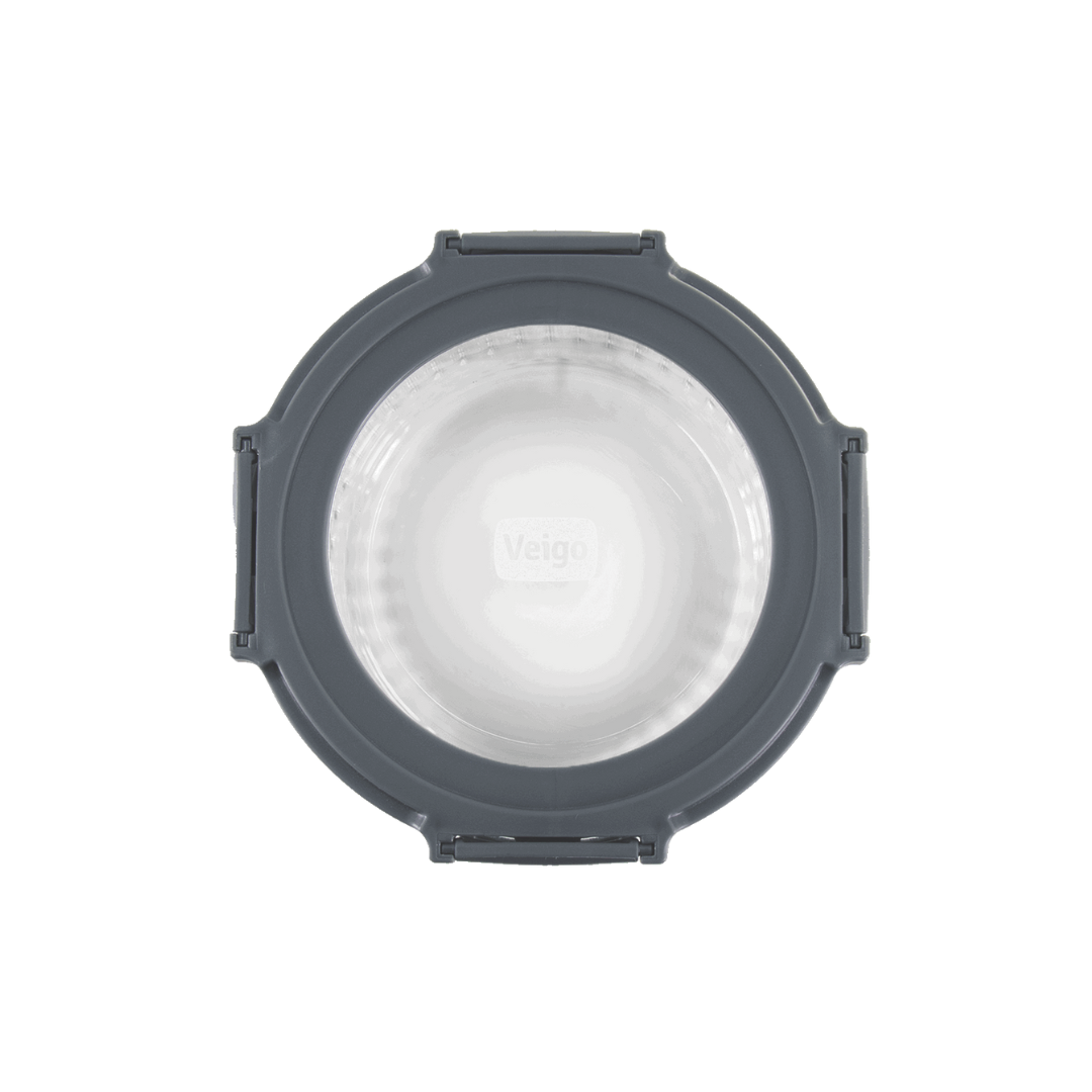 Veigo See & Serve |ROUND| Glass Container w/ Glass Lid - Veigo Single / 620 Ml / Onyx