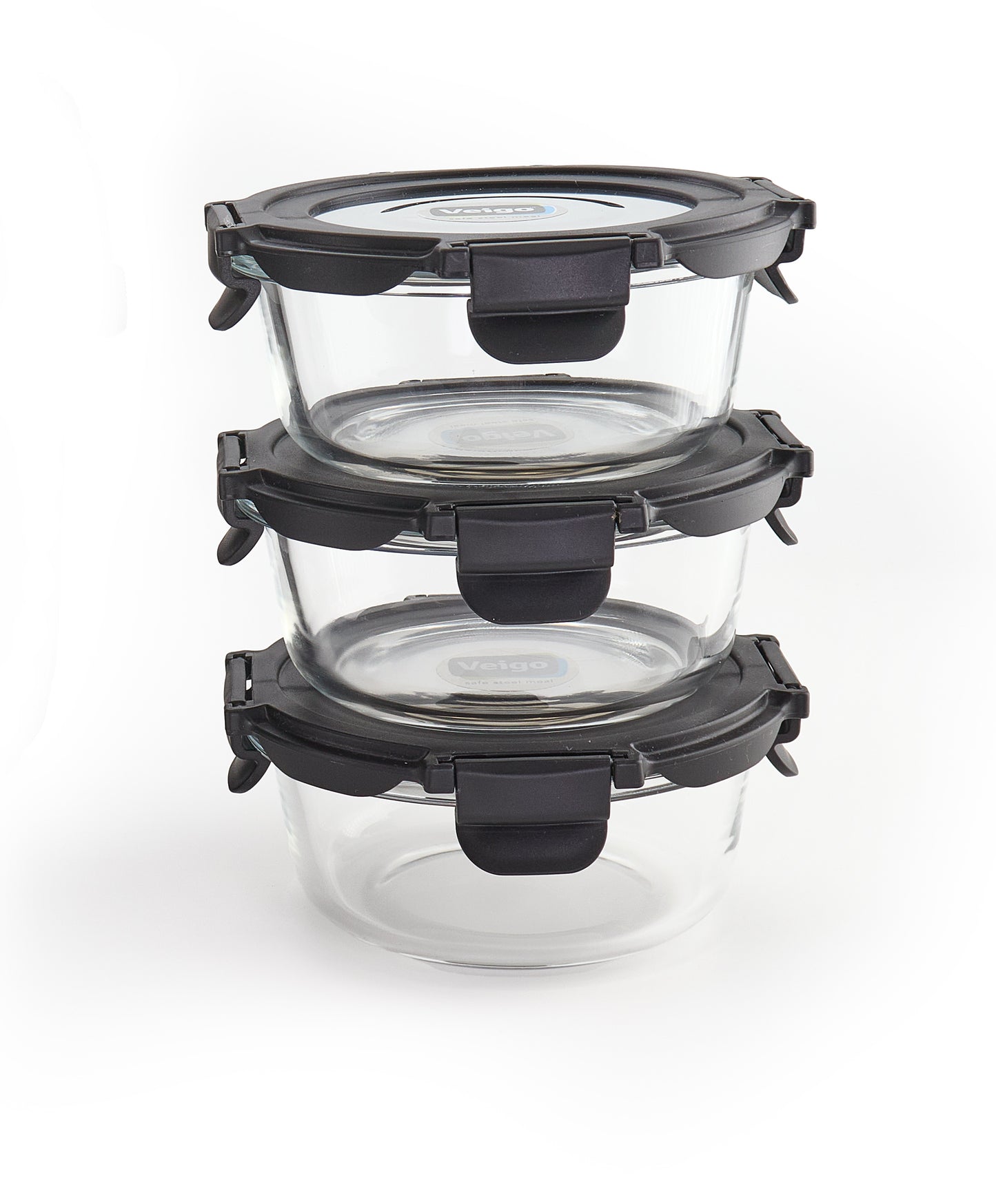 Veigo Glass LunchBoss- Set of 3 Round in an Insulated Pouch - Veigo Sky