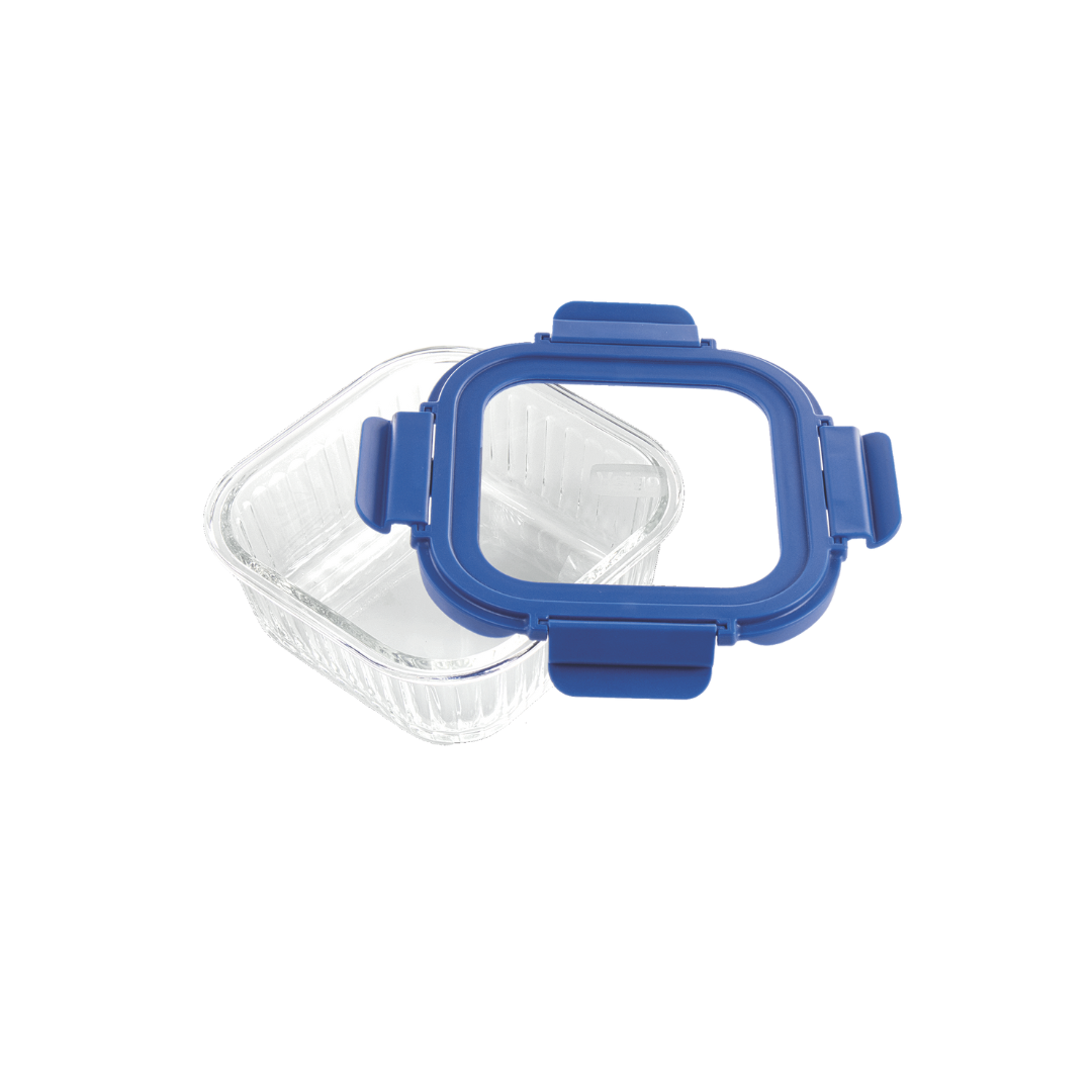 Veigo See & Serve |SQUARE| Glass Container w/ Glass Lid - Veigo Single / Ocean