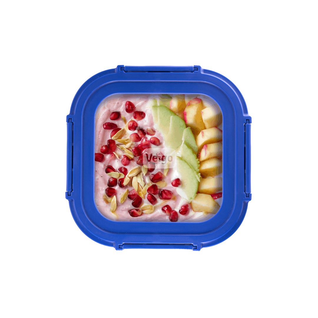Veigo See & Serve |SQUARE| Glass Container w/ Glass Lid - Veigo Single / Ocean