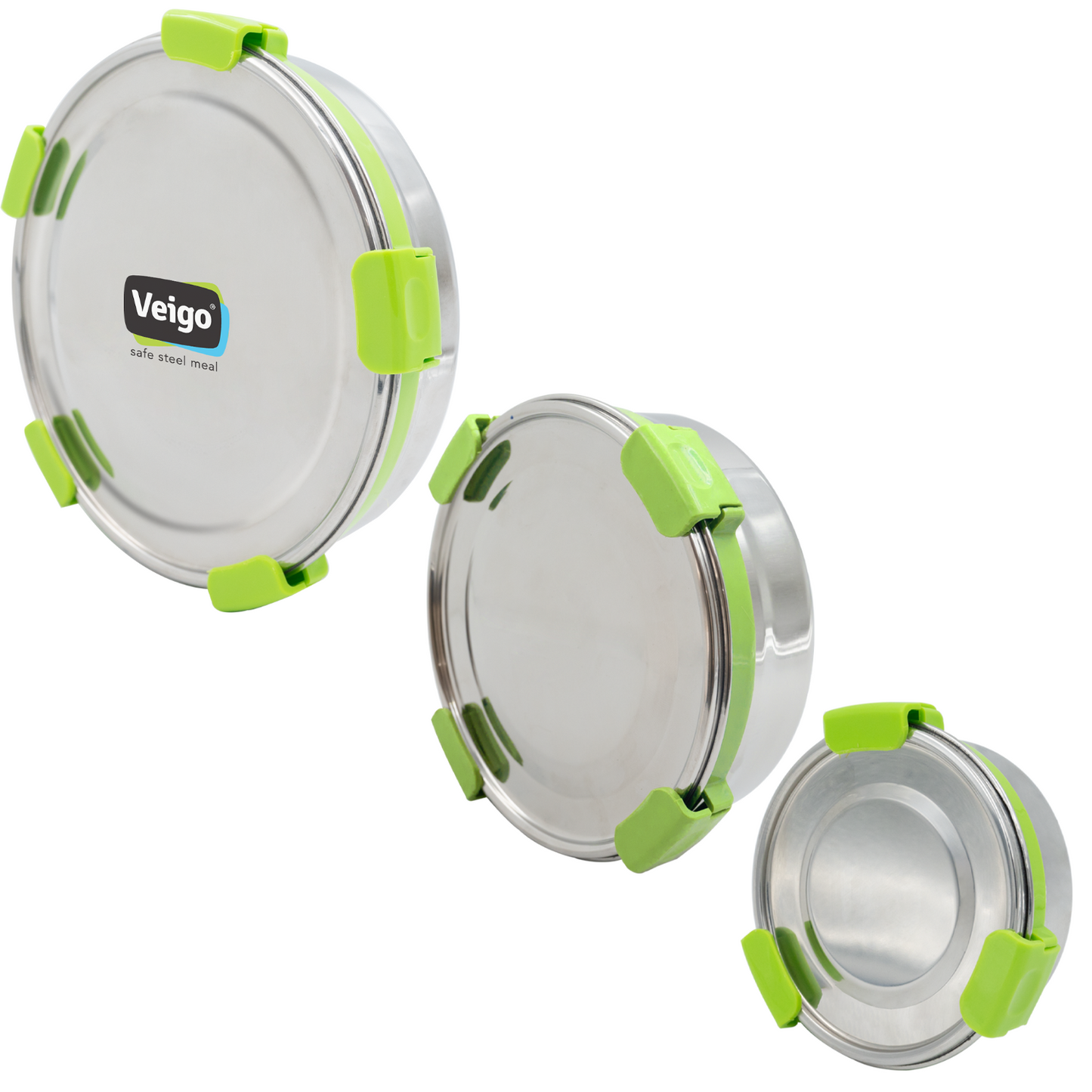 Veigo Maxosteel Round Storage Box- Set of 3 - Veigo Green