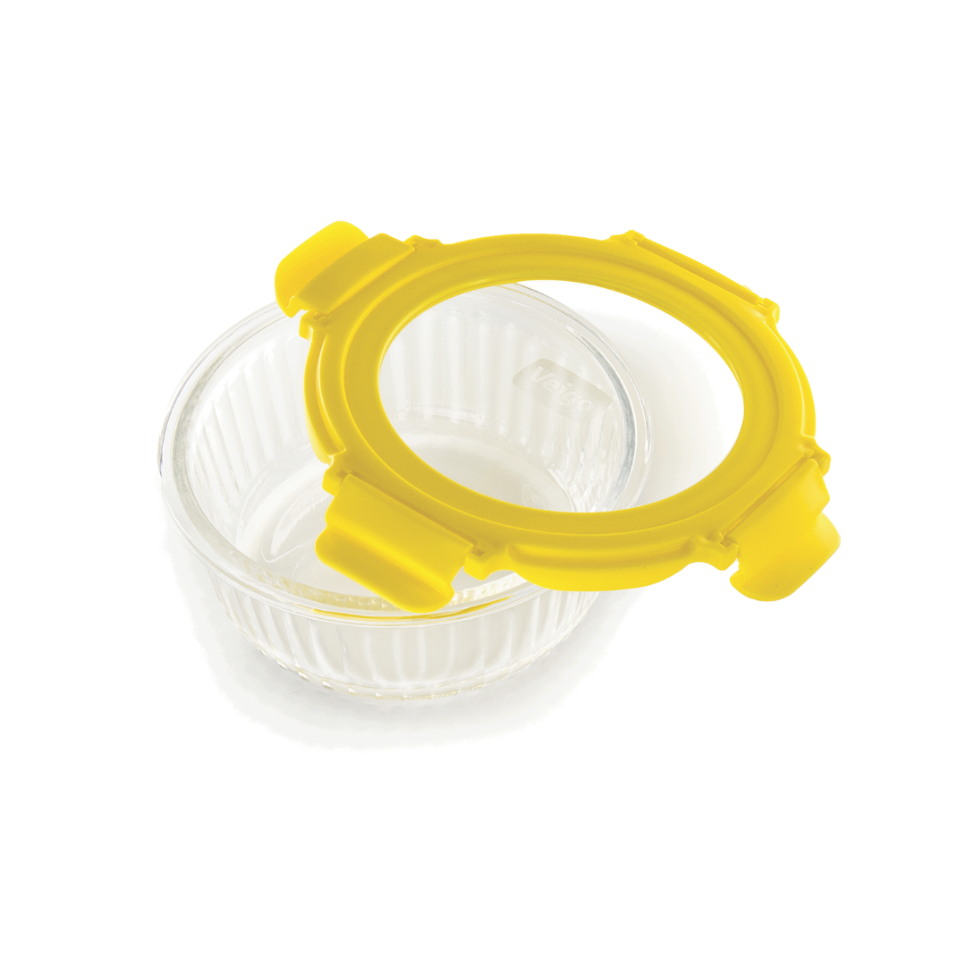 Veigo See & Serve |ROUND| Glass Container w/ Glass Lid - Veigo Single / 620 Ml / Onyx