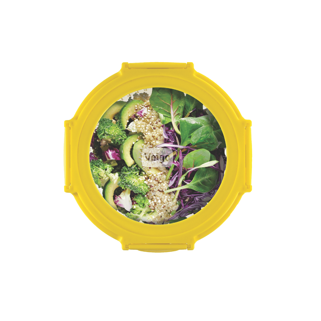 Veigo See & Serve |ROUND| Glass Container w/ Glass Lid - Veigo Single / 950 Ml / Sun