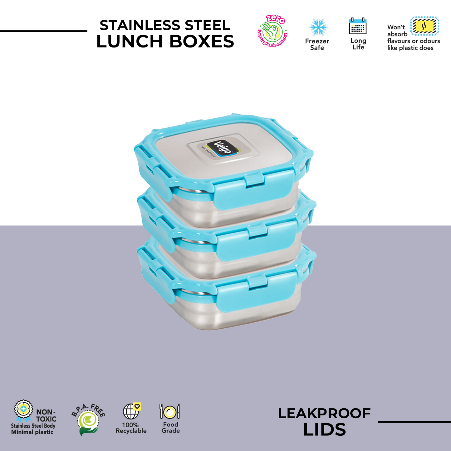 Veigo LunchBoss Combo- Tower of 3 in Lunch Bag
