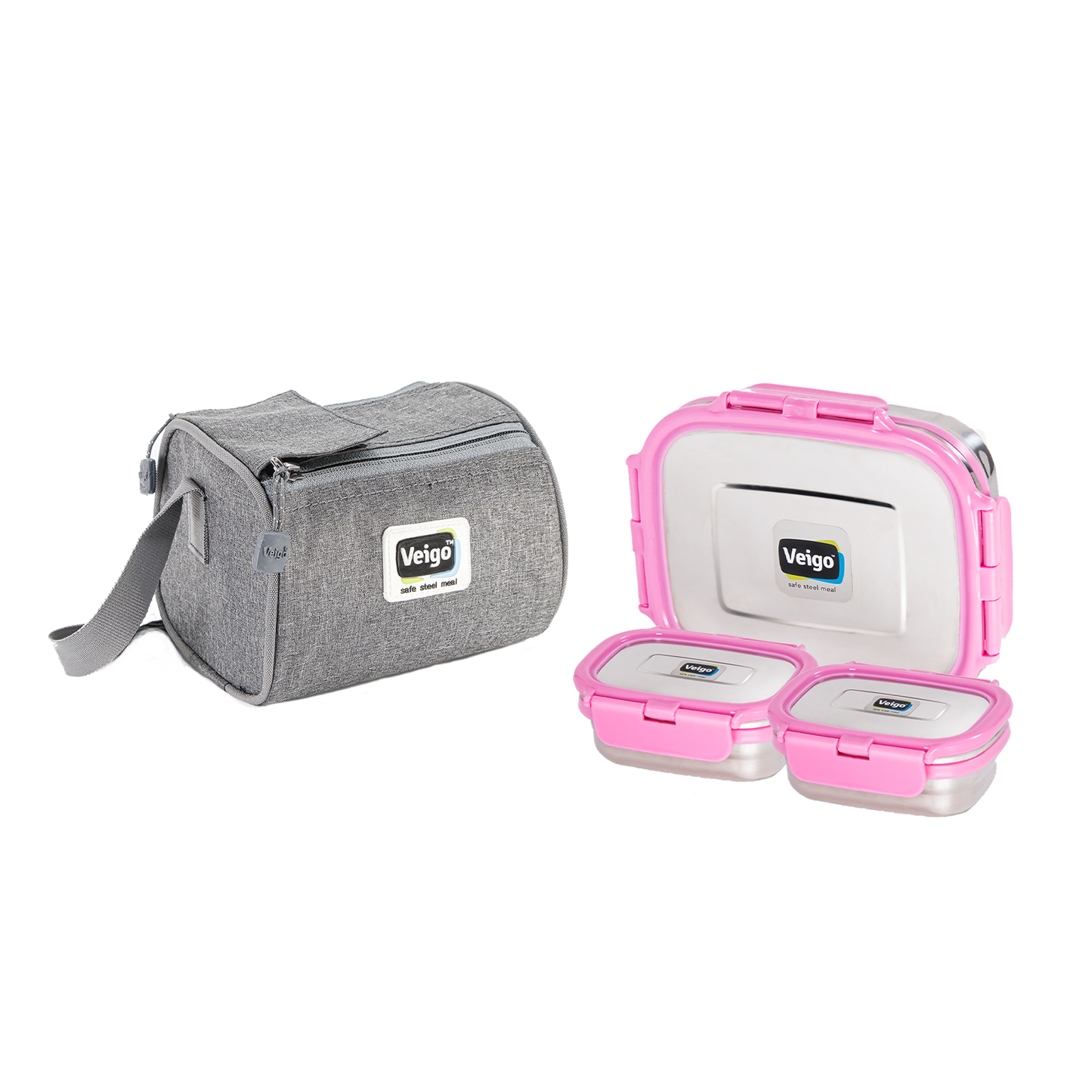 Veigo Daftar- Set of 3 Lunch Boxes in Lunch Bag - Veigo Yellow / Original