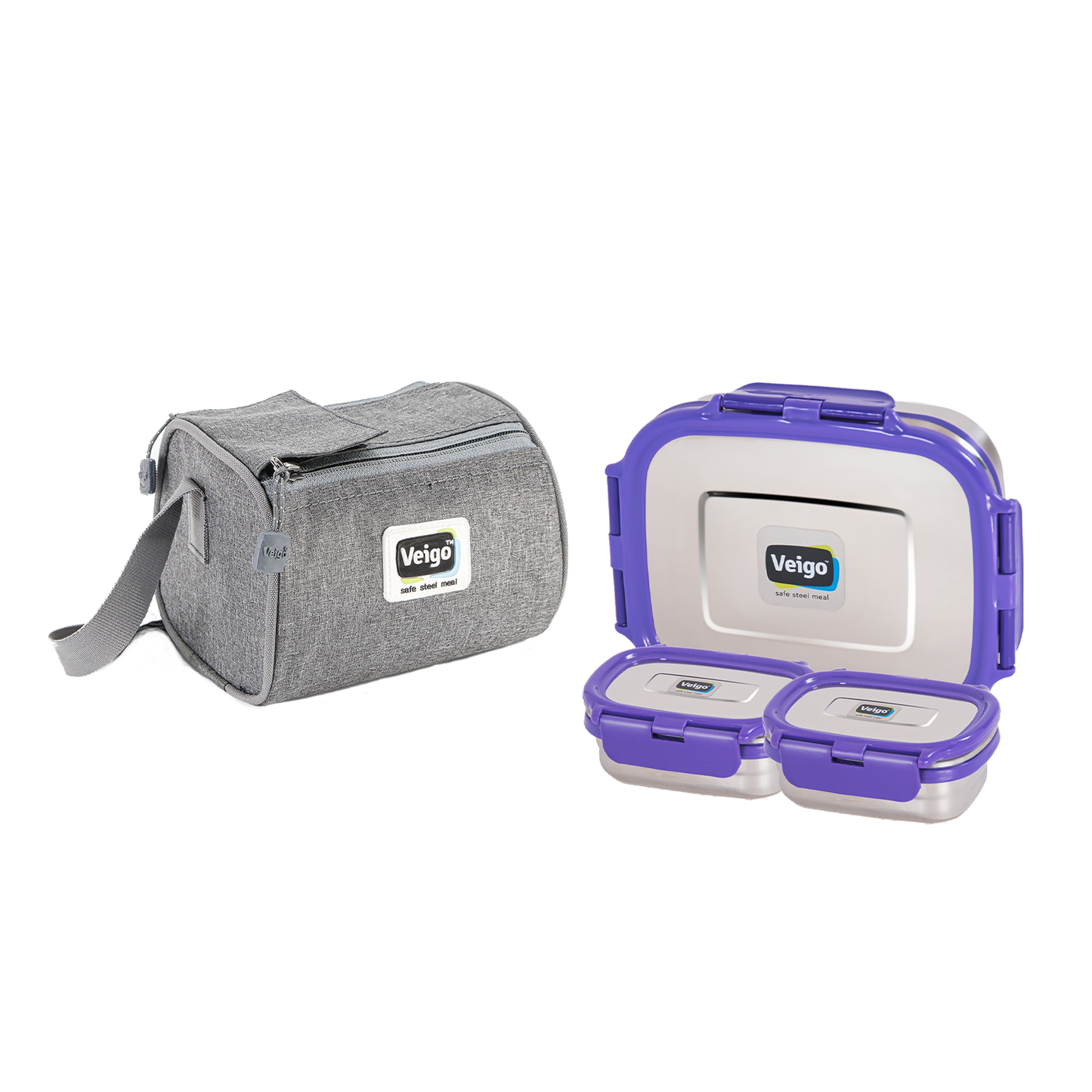 Veigo Daftar- Set of 3 Lunch Boxes in Lunch Bag - Veigo Yellow / Original