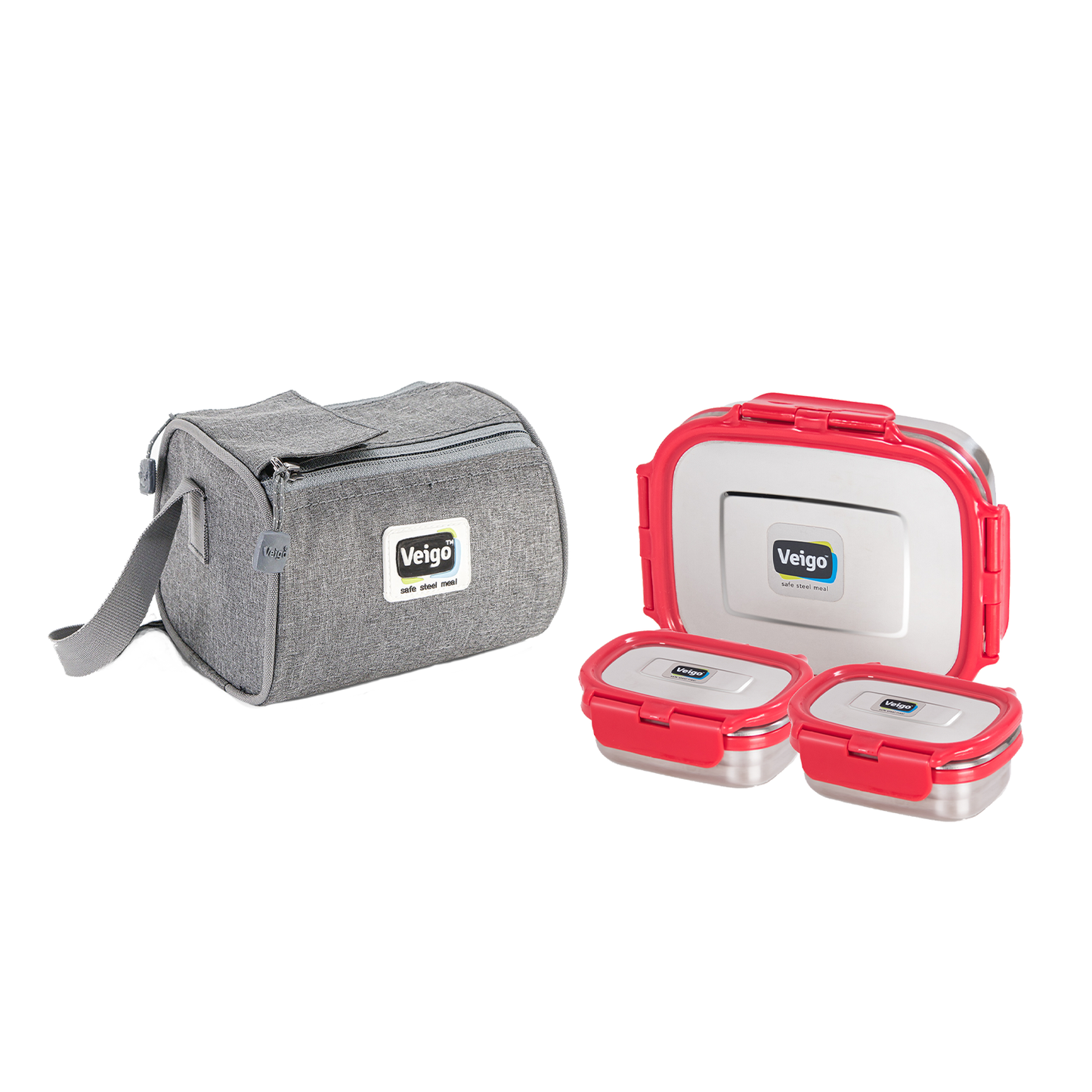 Veigo Daftar- Set of 3 Lunch Boxes in Lunch Bag - Veigo Yellow / Original