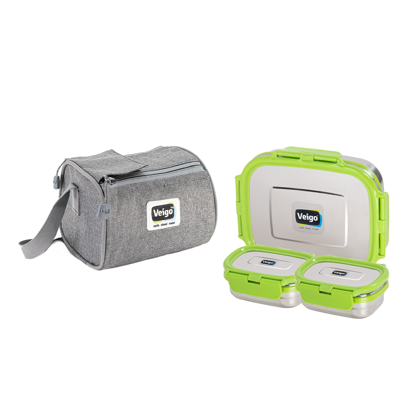 Veigo Daftar- Set of 3 Lunch Boxes in Lunch Bag - Veigo Yellow / Original