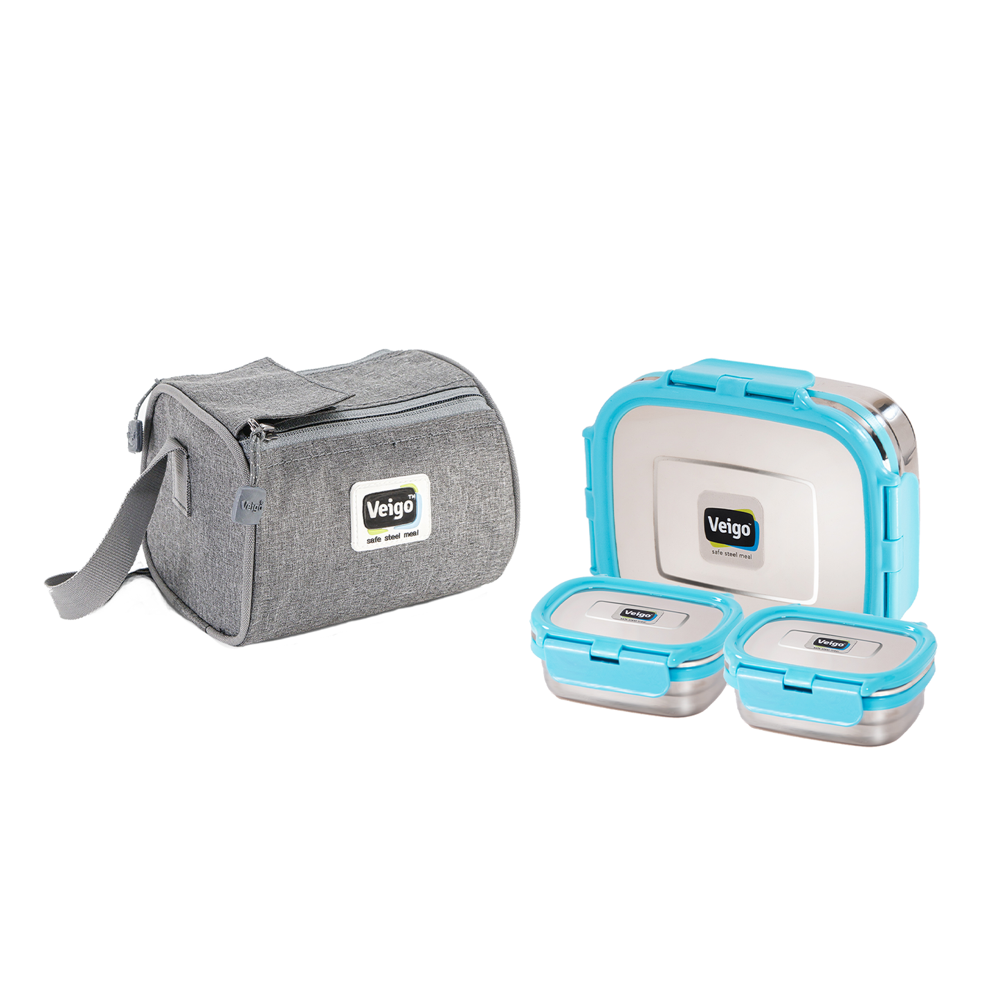 Veigo Daftar- Set of 3 Lunch Boxes in Lunch Bag - Veigo Yellow / Original