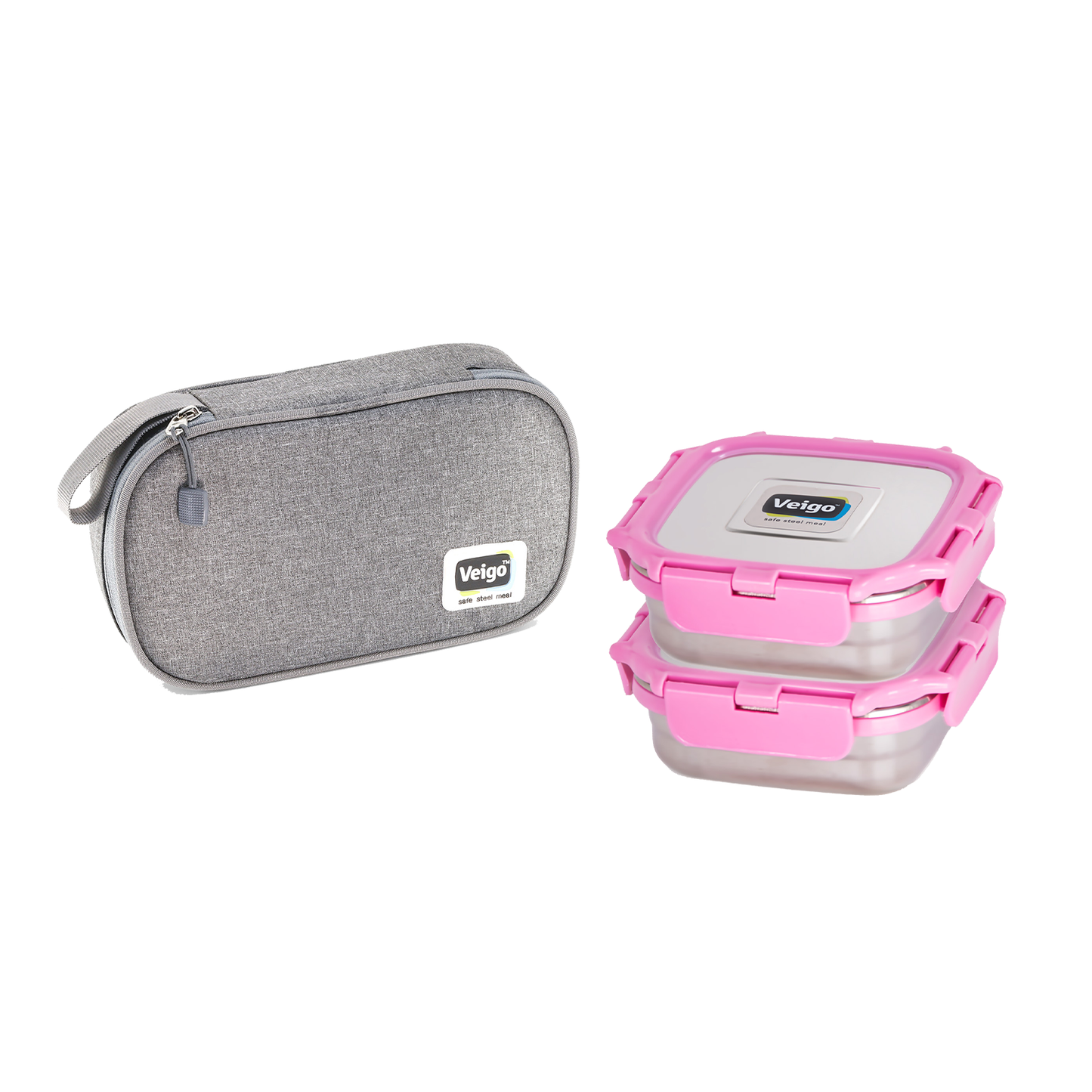 Veigo Daily- Set of 2 Lunch Boxes in a flat pouch - veigolunchboxes
