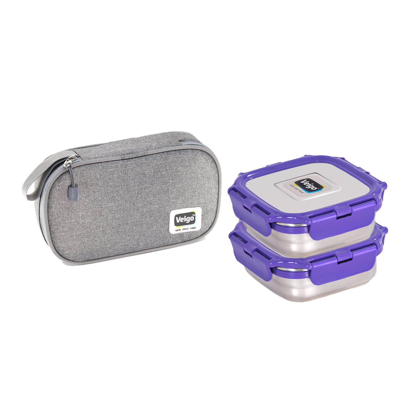 Veigo Daily- Set of 2 Lunch Boxes in a flat pouch - veigolunchboxes