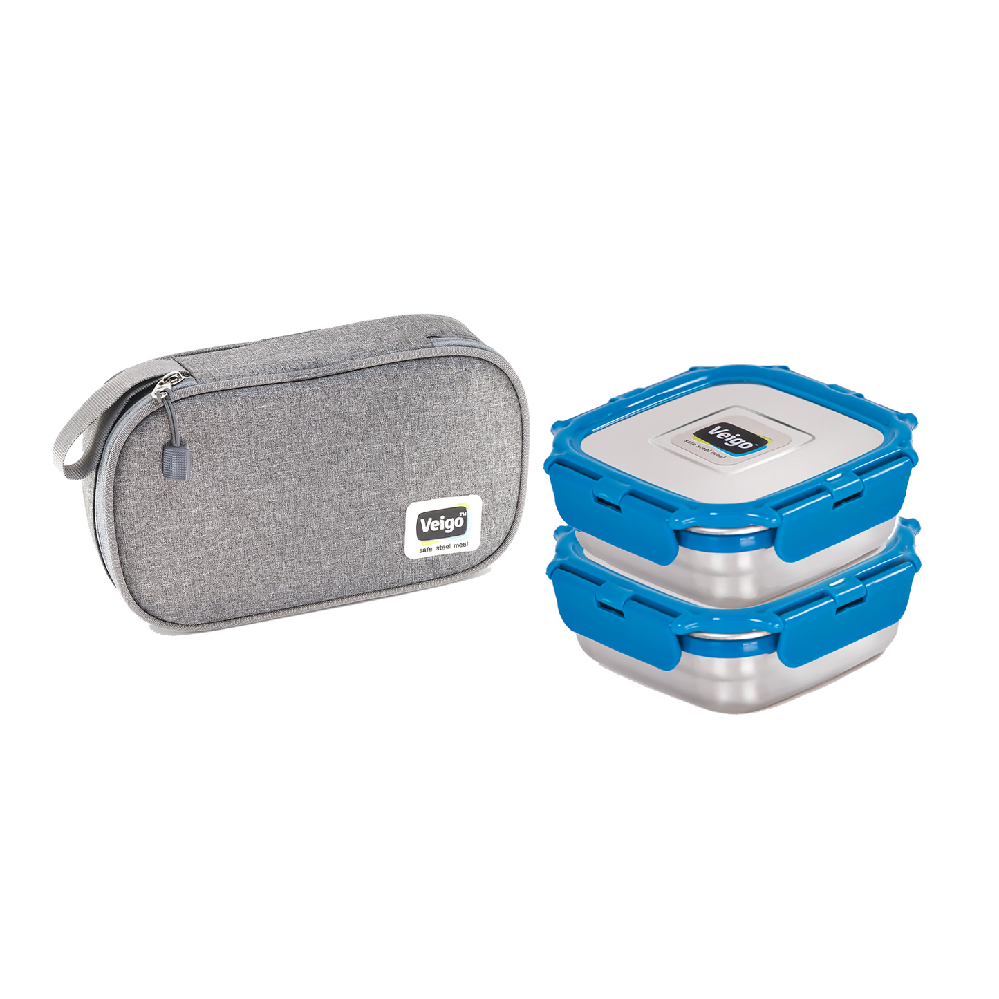 Veigo Daily- Set of 2 Lunch Boxes in a flat pouch - veigolunchboxes