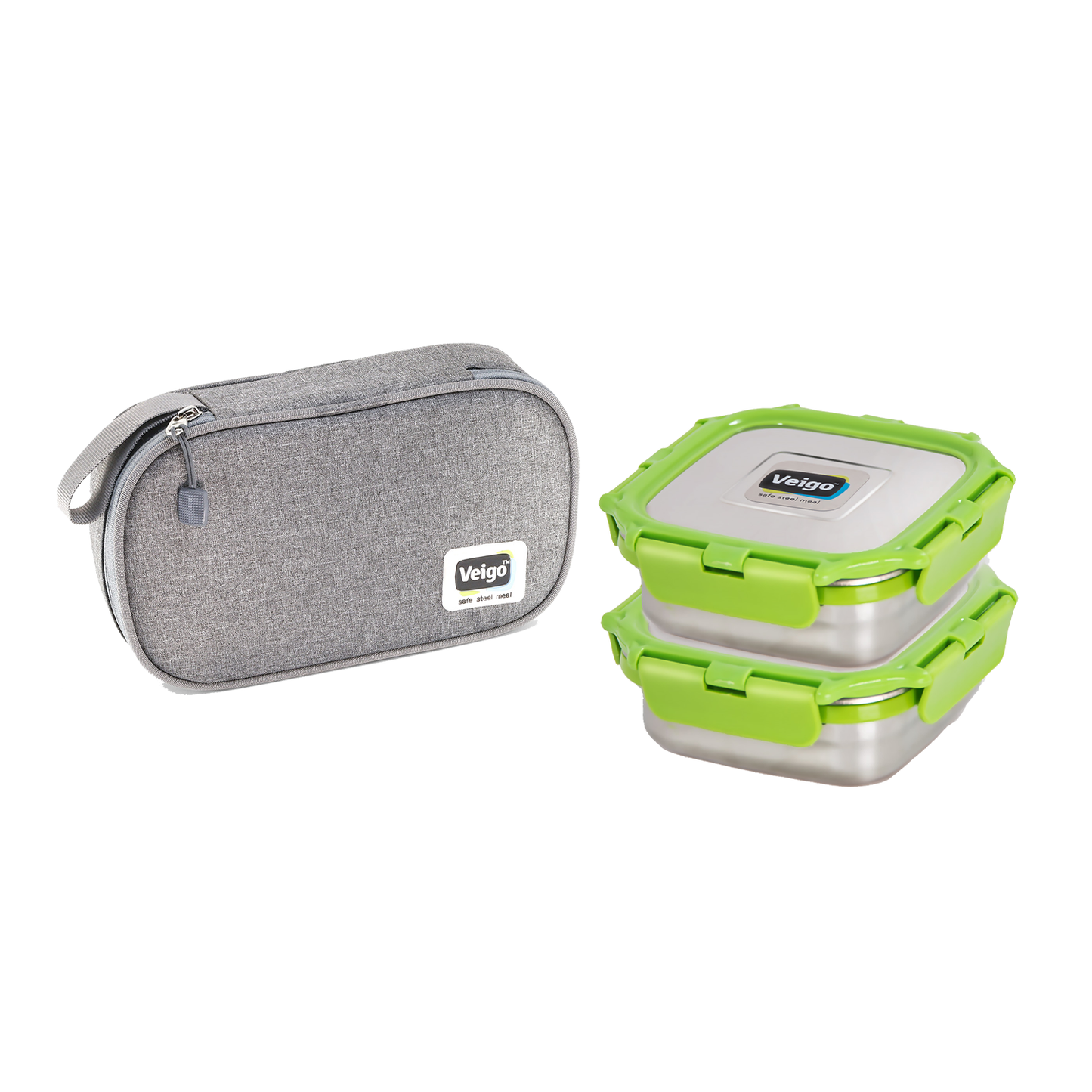 Veigo Daily- Set of 2 Lunch Boxes in a flat pouch - veigolunchboxes
