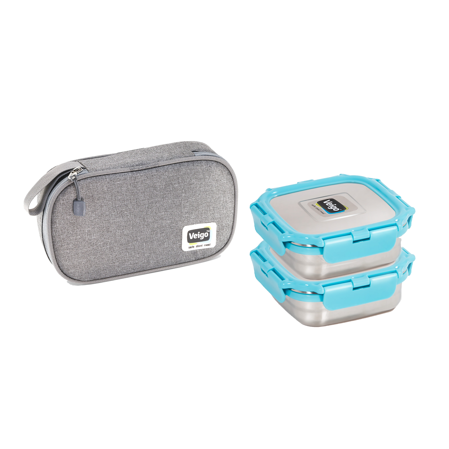 Veigo Daily- Set of 2 Lunch Boxes in a flat pouch - veigolunchboxes