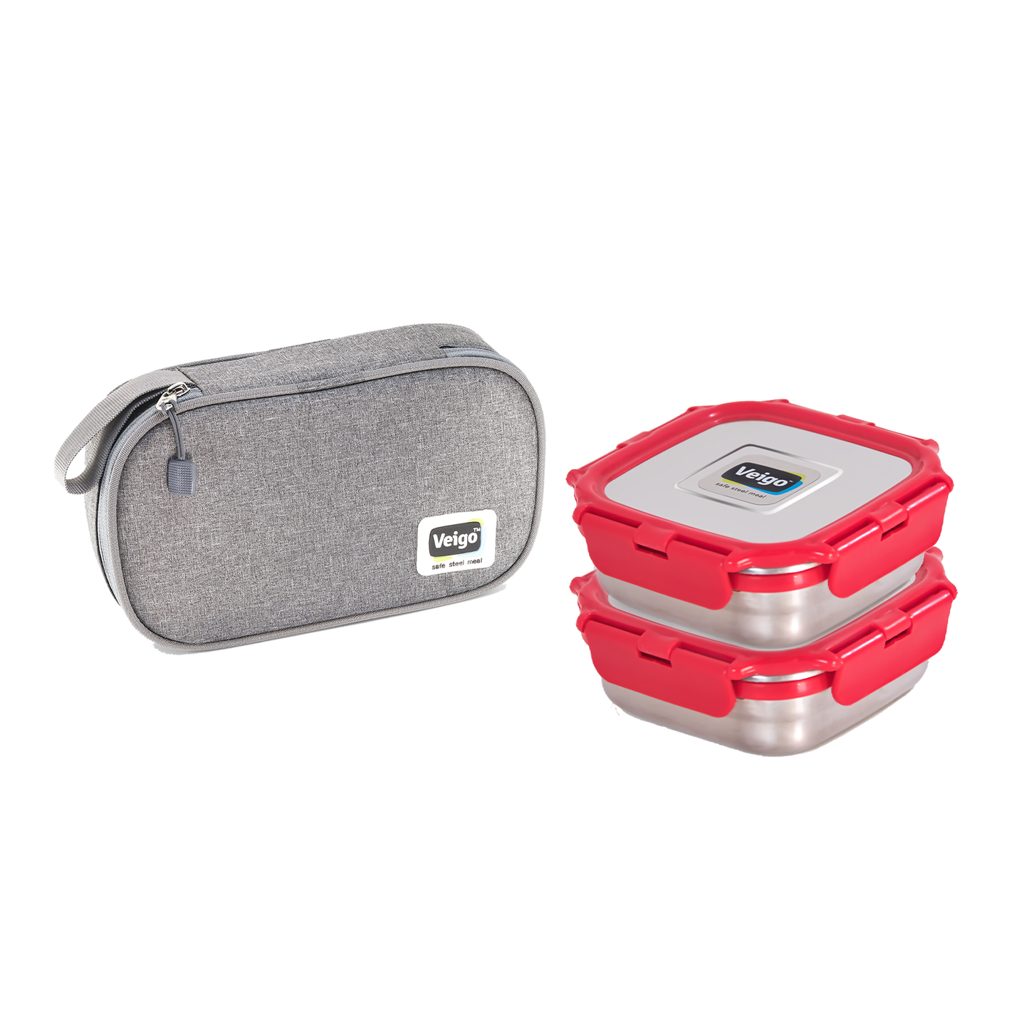 Veigo Daily- Set of 2 Lunch Boxes in a flat pouch - veigolunchboxes