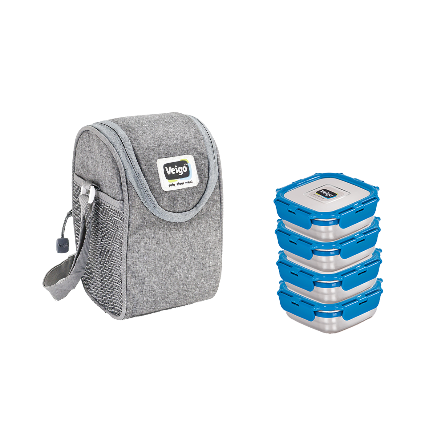 Veigo LunchBoss Combo- Tower of 4 in a Lunch Bag - veigolunchboxes