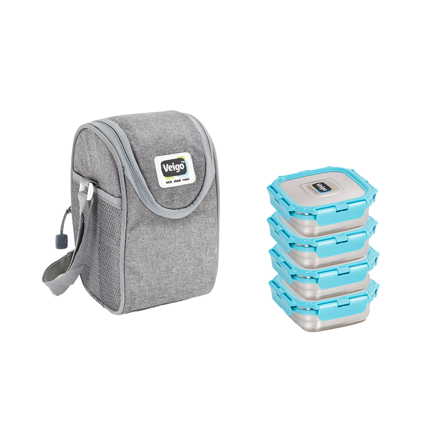 Veigo LunchBoss Combo- Tower of 4 in a Lunch Bag - veigolunchboxes