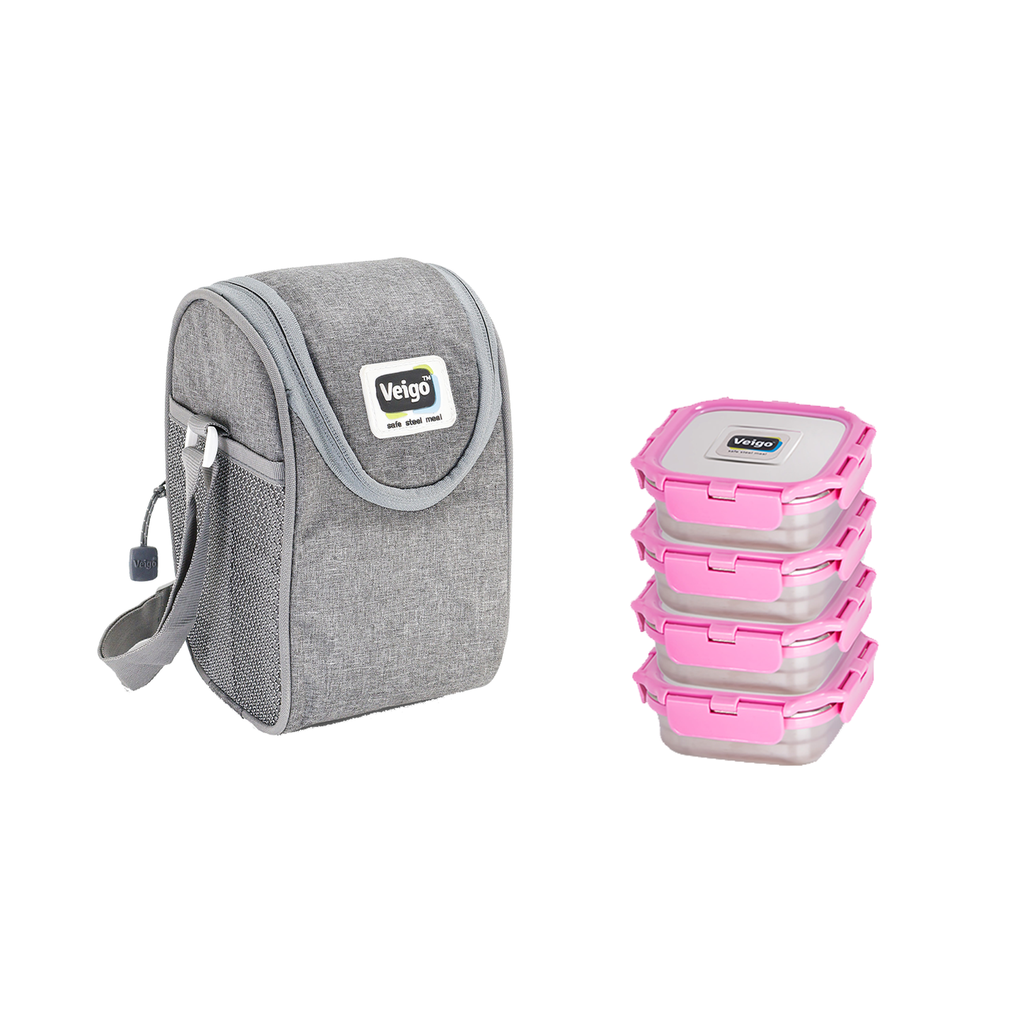 Veigo LunchBoss Combo- Tower of 4 in a Lunch Bag - veigolunchboxes