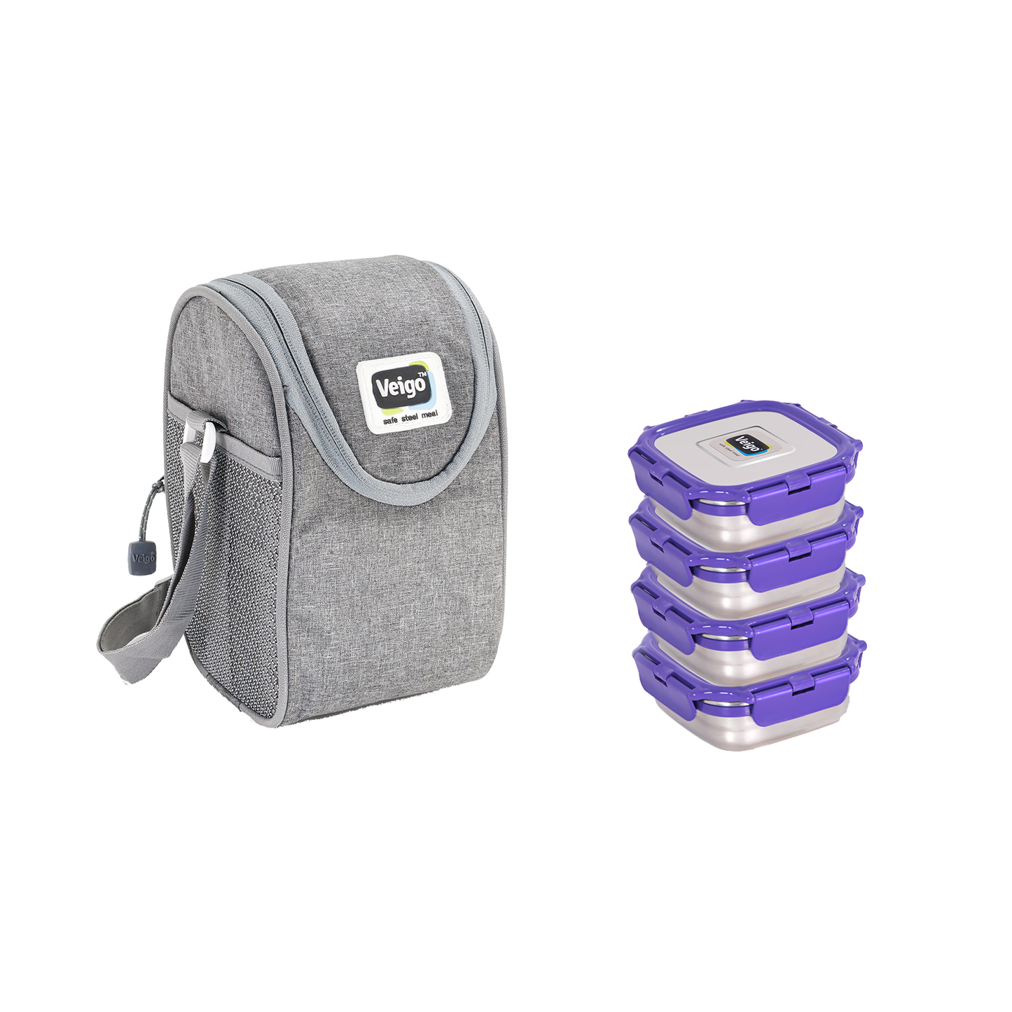 Veigo LunchBoss Combo- Tower of 4 in a Lunch Bag - veigolunchboxes