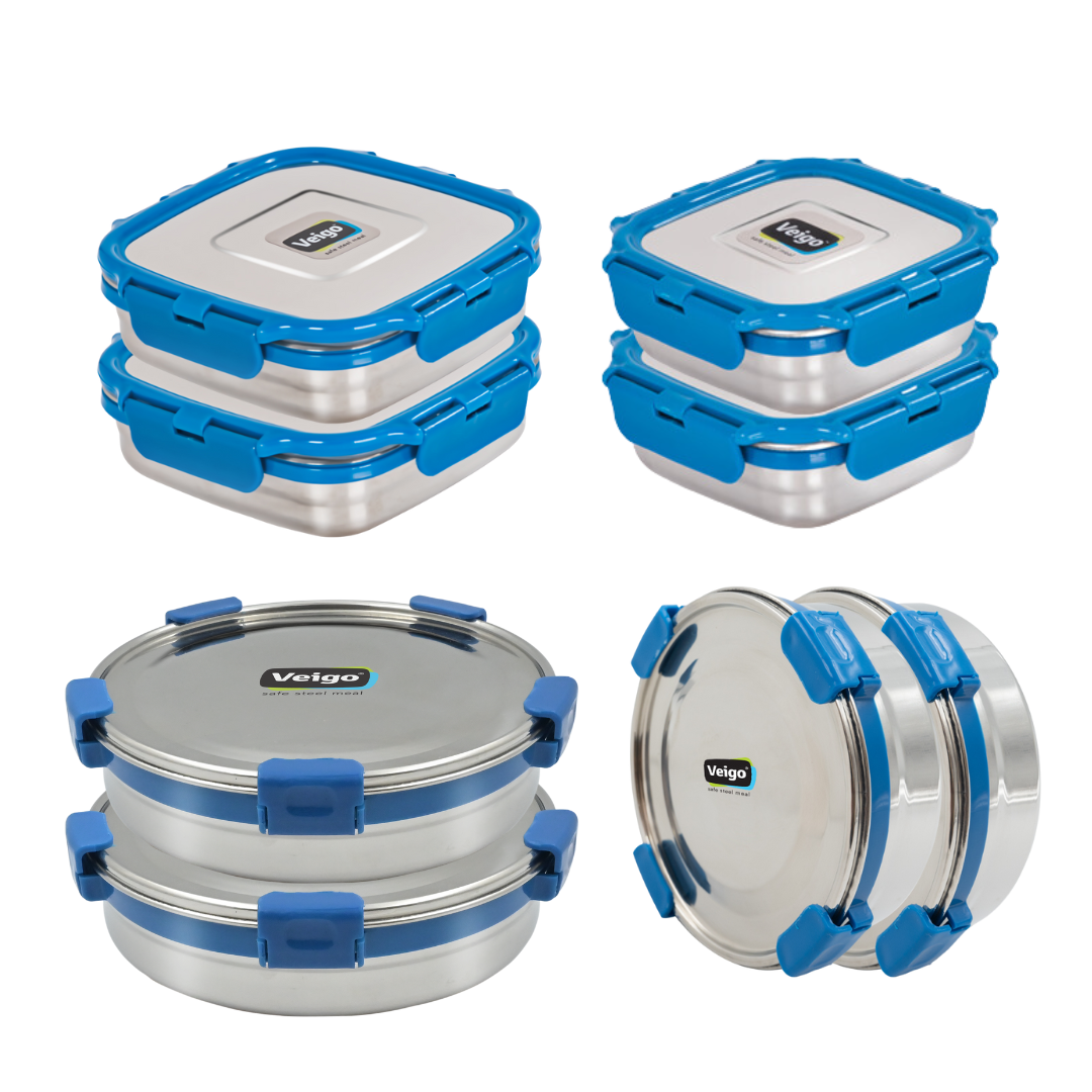 Veigo Super Mom Set of 8- Storage Containers - veigolunchboxes