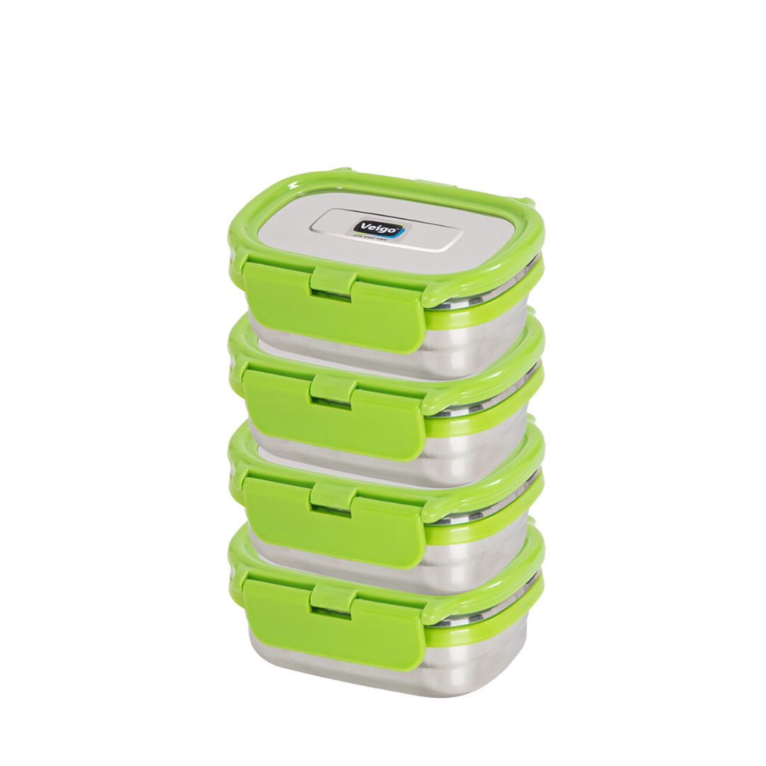 Veigo Chutney & Condiment Storage Dabbi - Set of 4 - Veigo Green / Original