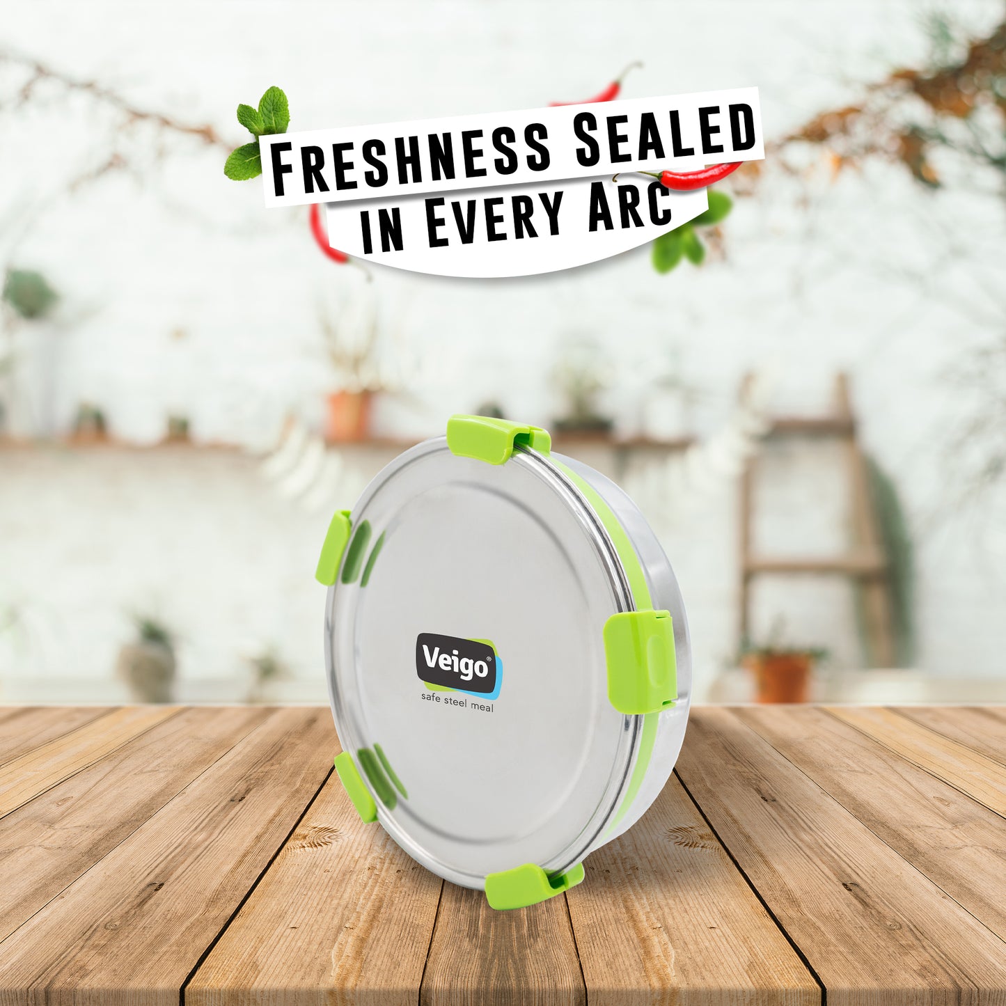 Veigo Maxosteel Round Storage Containers - Veigo 950 ML / Green