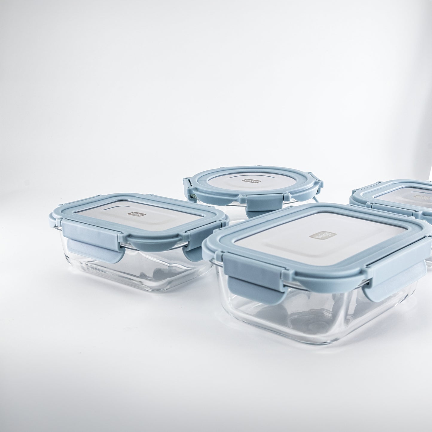 Veigo Borosilicate Glass Container with Stainless Steel Lid- Set of 4 - Veigo Sky