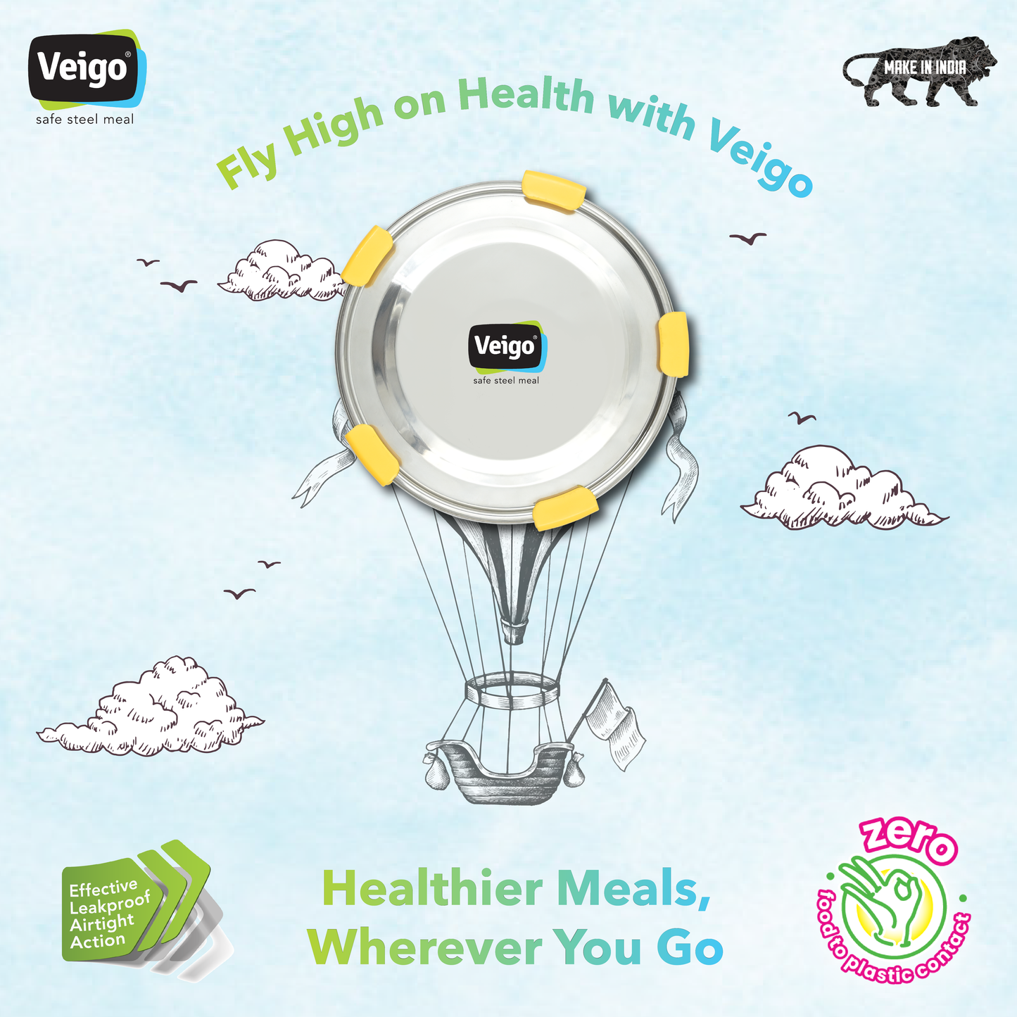 Veigo Maxosteel Round Storage Box- Set of 2 - Veigo Yellow