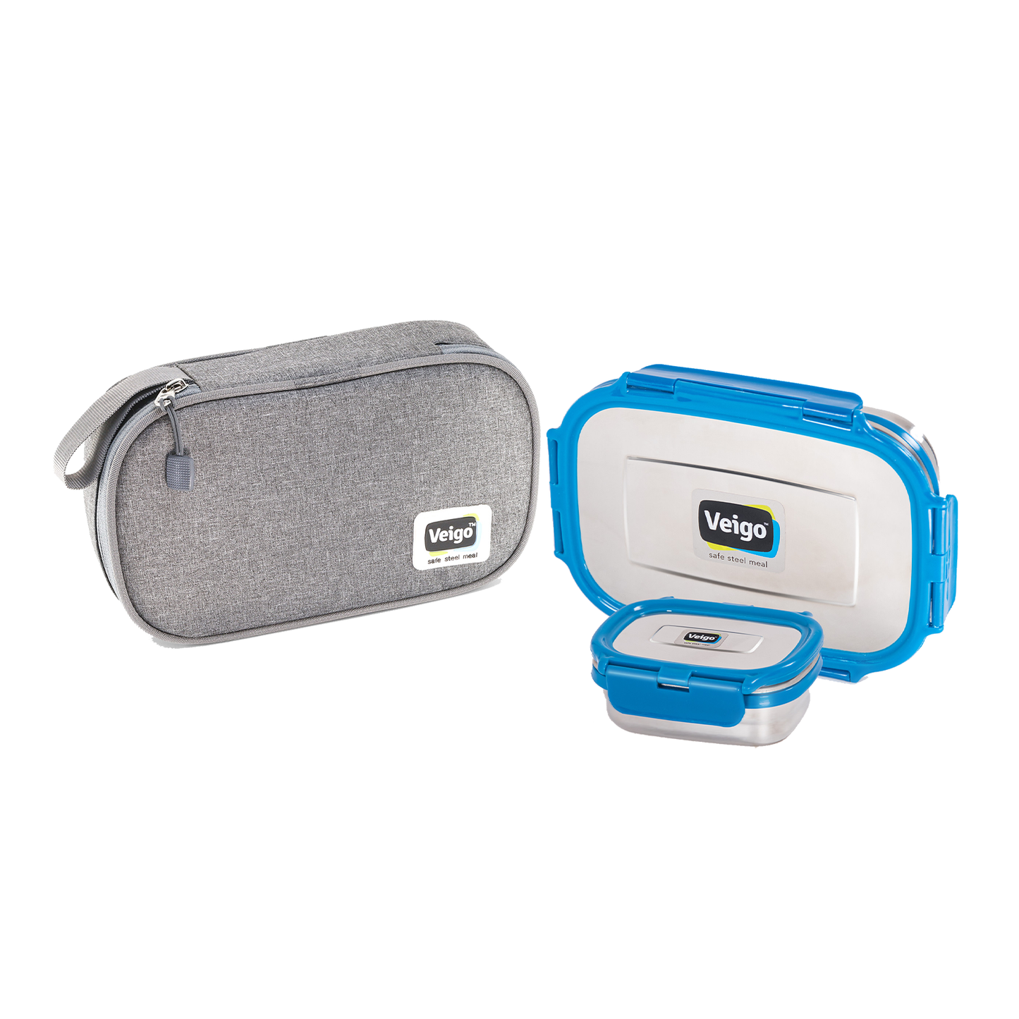 Veigo Jumbo Steel Lunch Box Set with Pouch - Veigo Green / Original