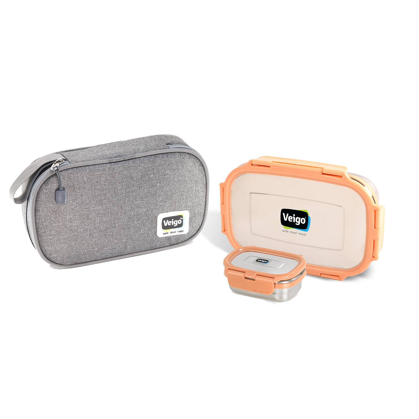 Veigo Jumbo Lunch Box w/ Veg Box - Veigo Peach / with Insulated Pouch