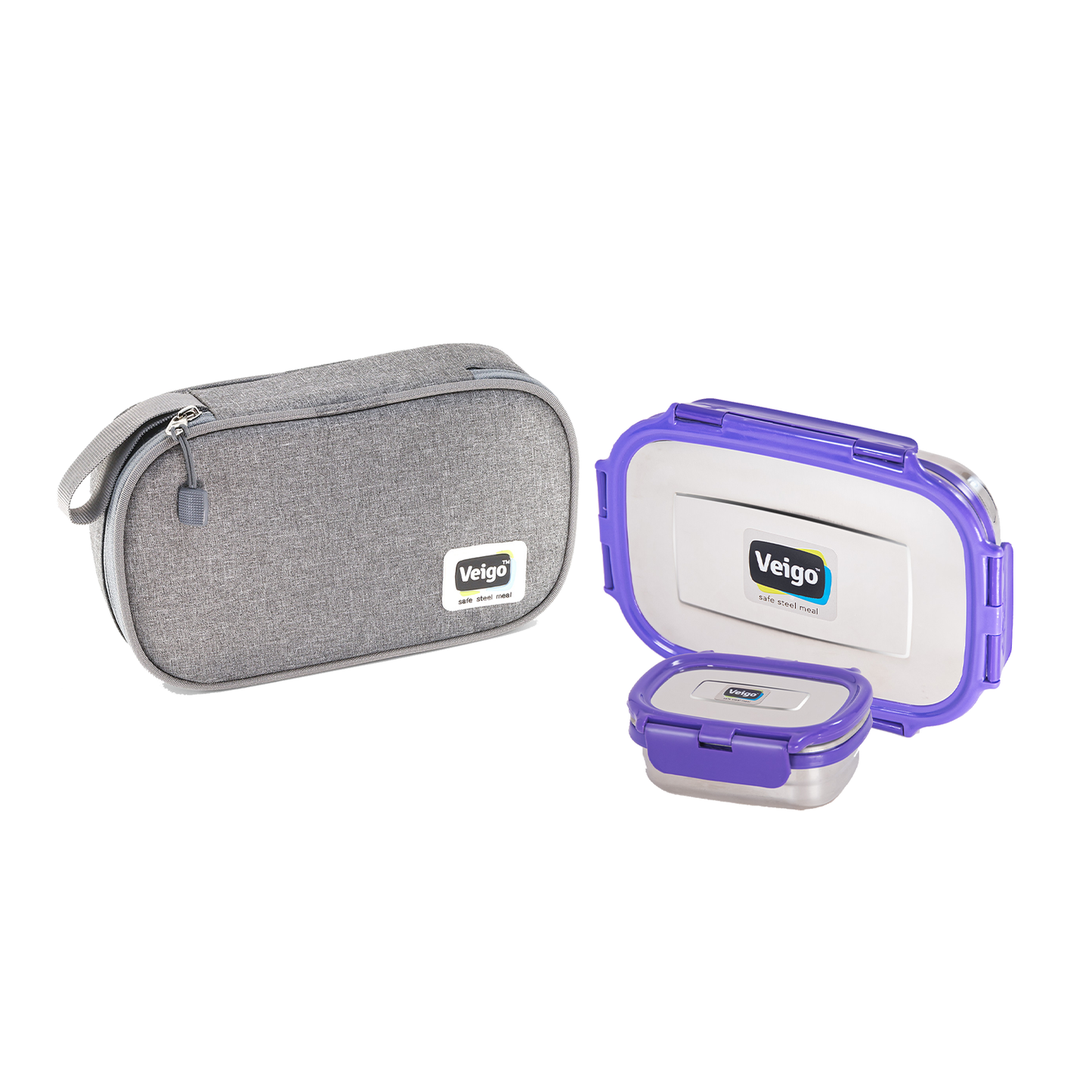 Veigo Jumbo Steel Lunch Box Set with Pouch - Veigo Green / Original