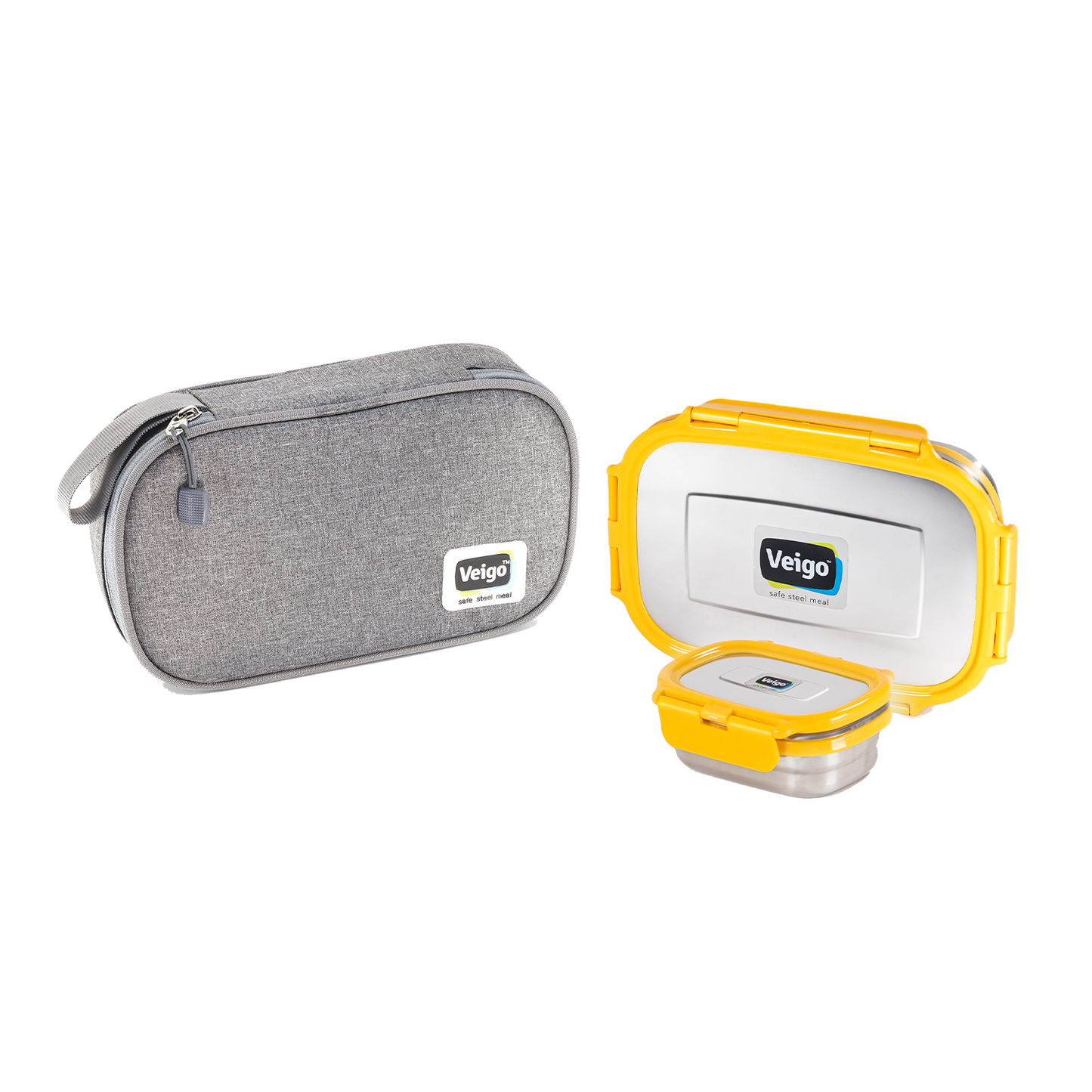 Veigo Jumbo Lunch Box w/ Veg Box - Veigo Yellow / with Insulated Pouch