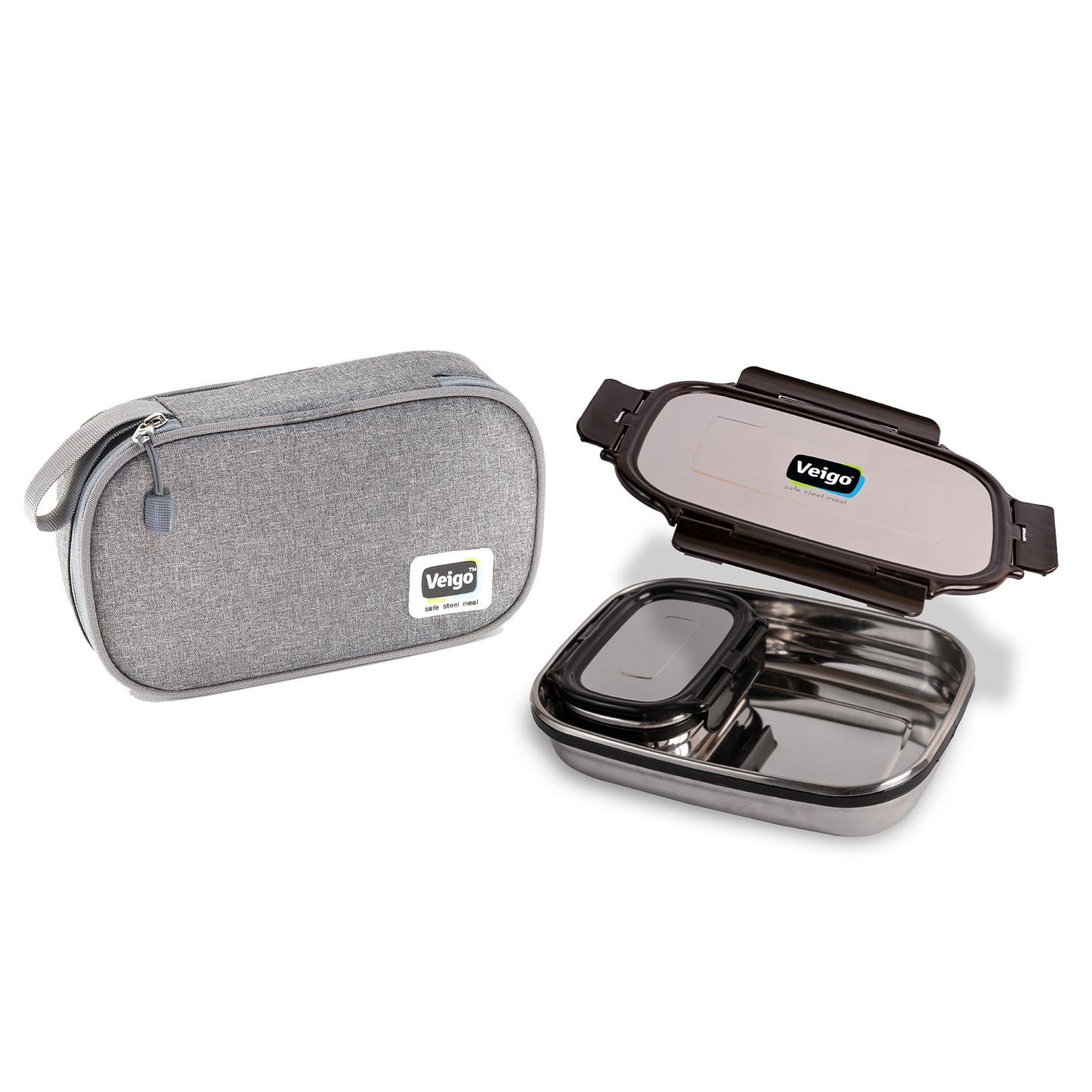 Veigo Jumbo Lunch Box w/ Veg Box - Veigo Black / with Insulated Pouch