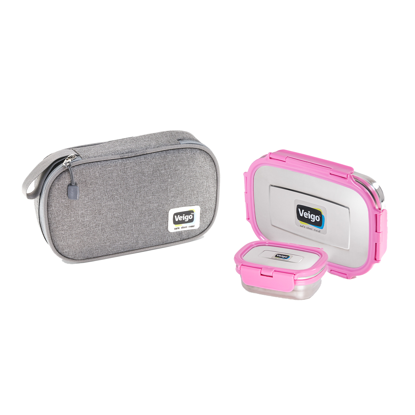 Veigo Jumbo Steel Lunch Box Set with Pouch - Veigo Green / Original
