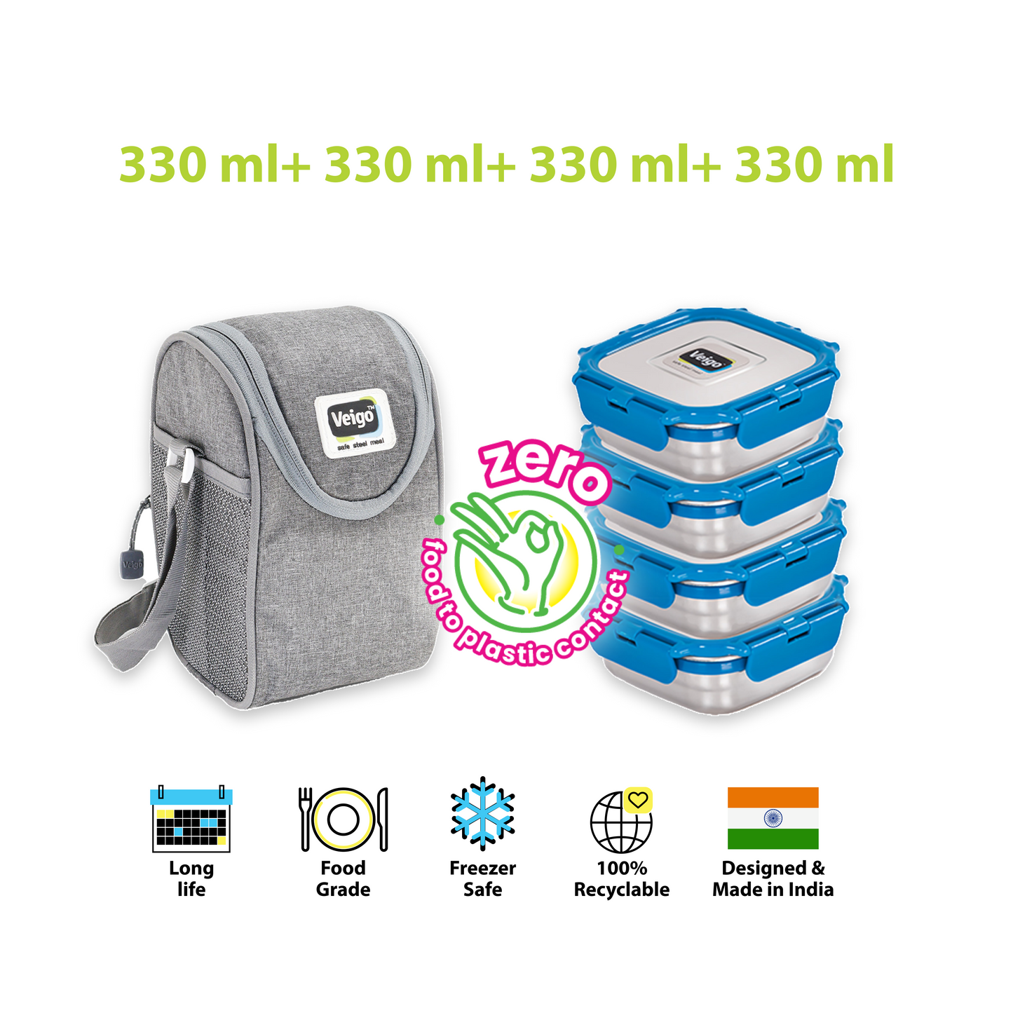 Veigo LunchBoss Combo- Tower of 4 in a Lunch Bag