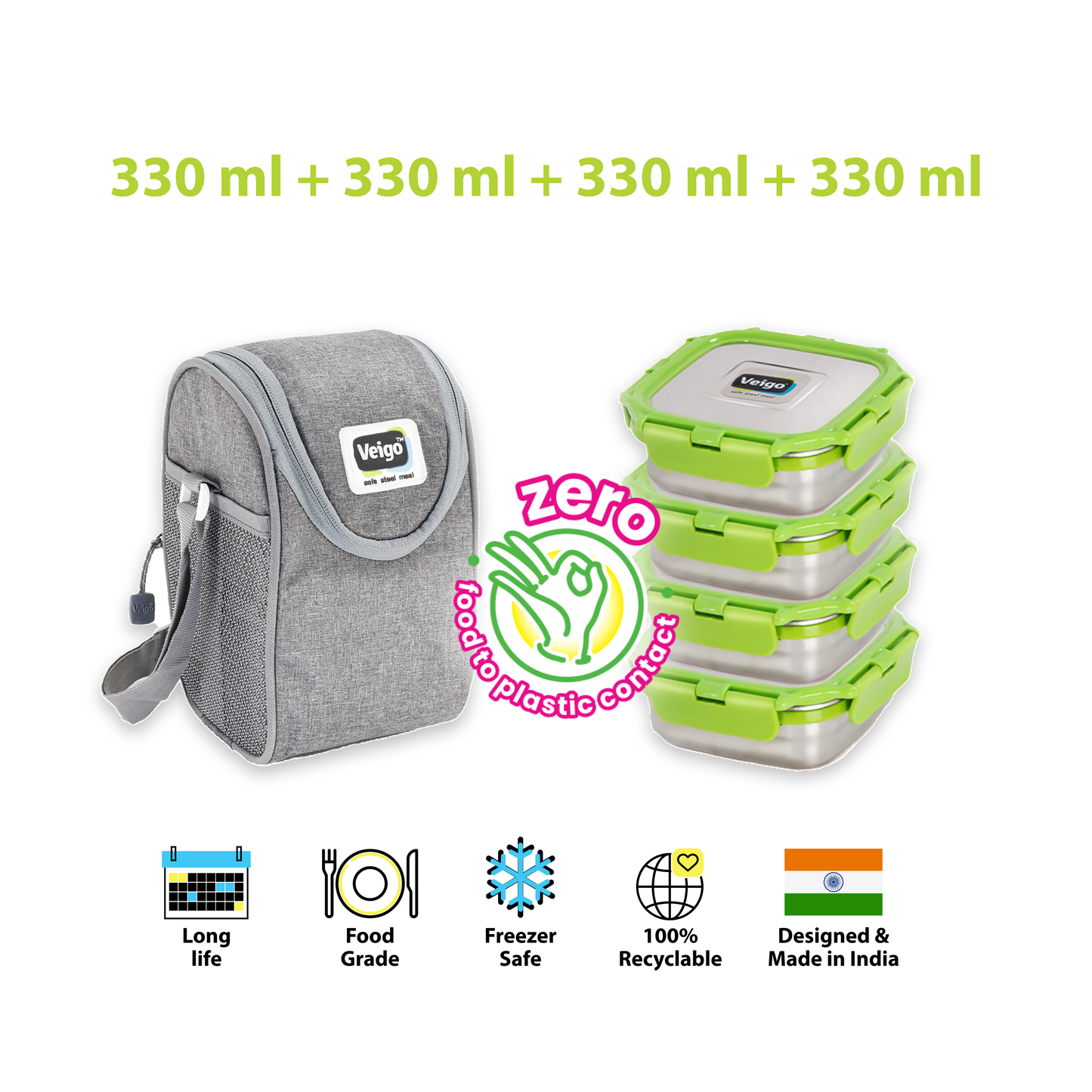 Veigo LunchBoss Combo- Tower of 4 in a Lunch Bag